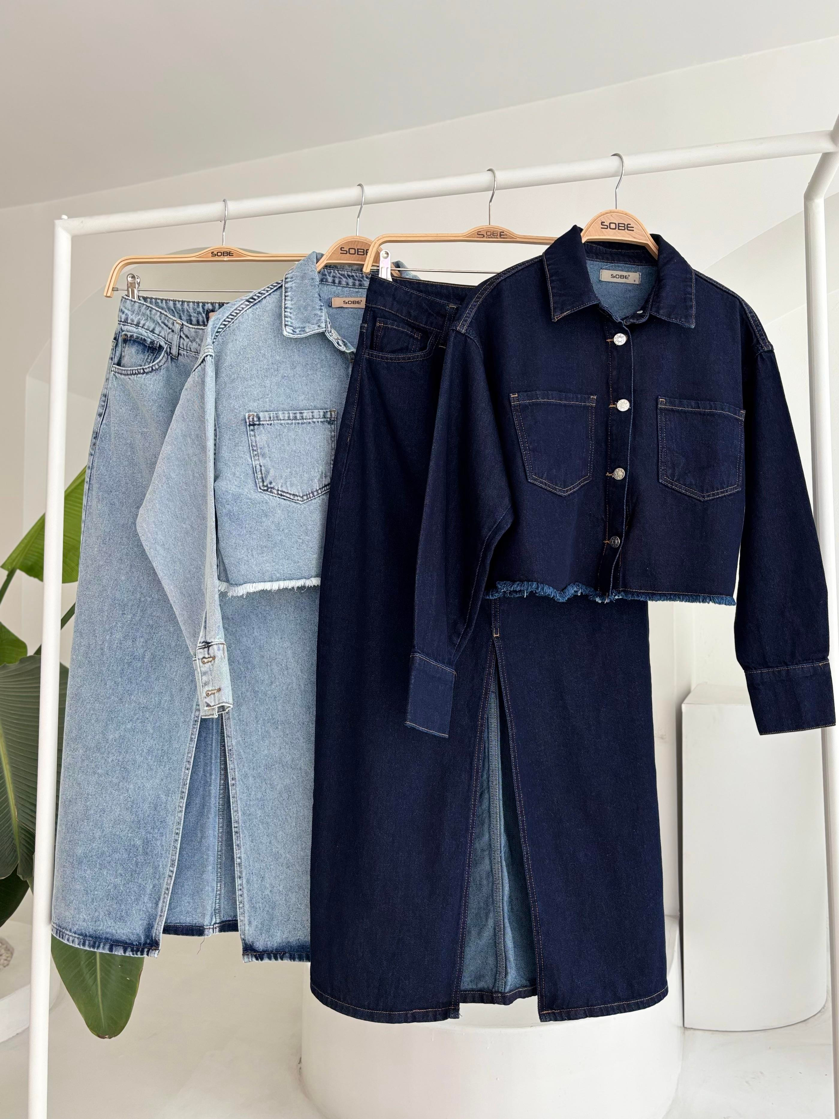 S5K9913Veronika Slit Denim Suit 9913