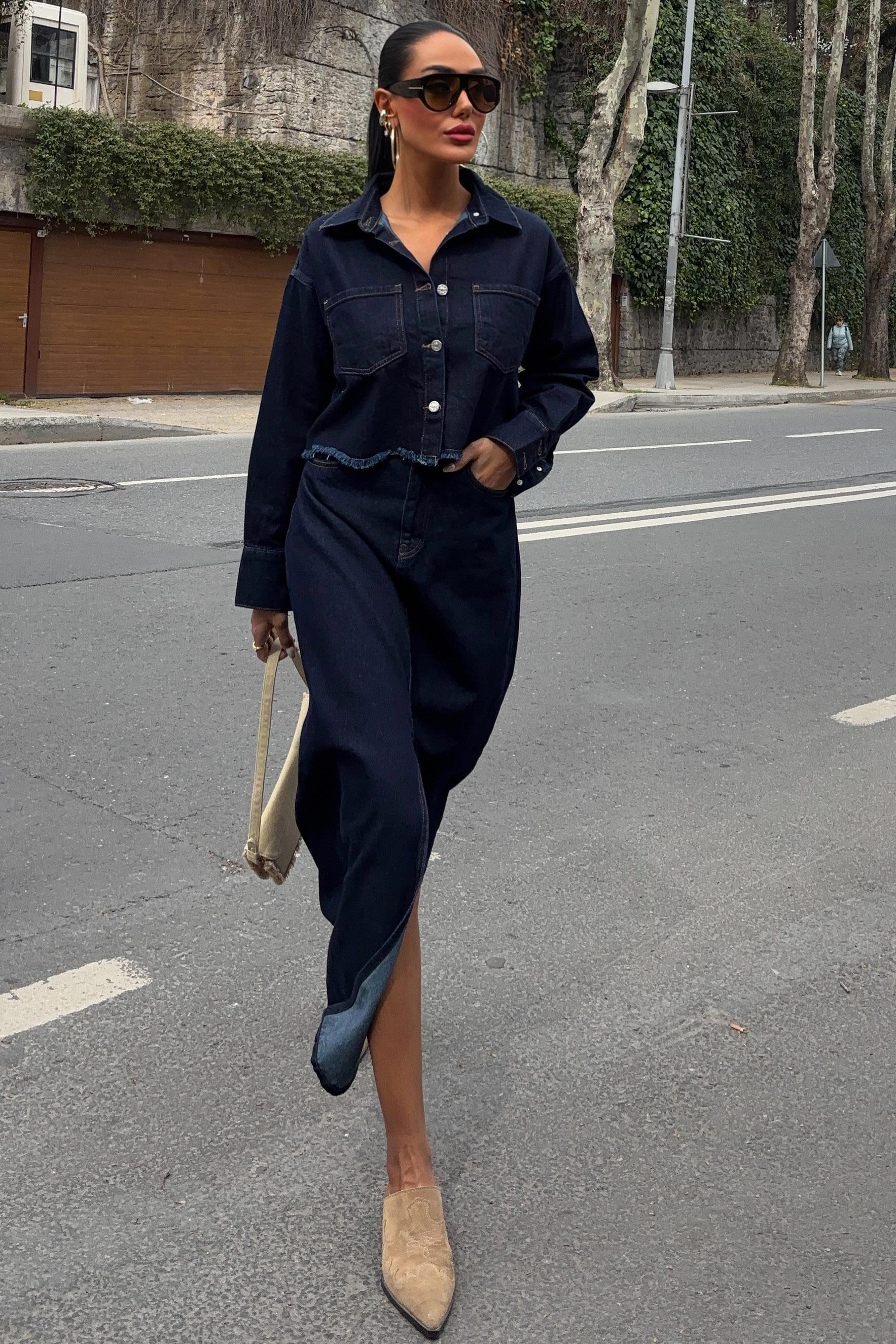 S5K9913Veronika Slit Denim Suit 9913