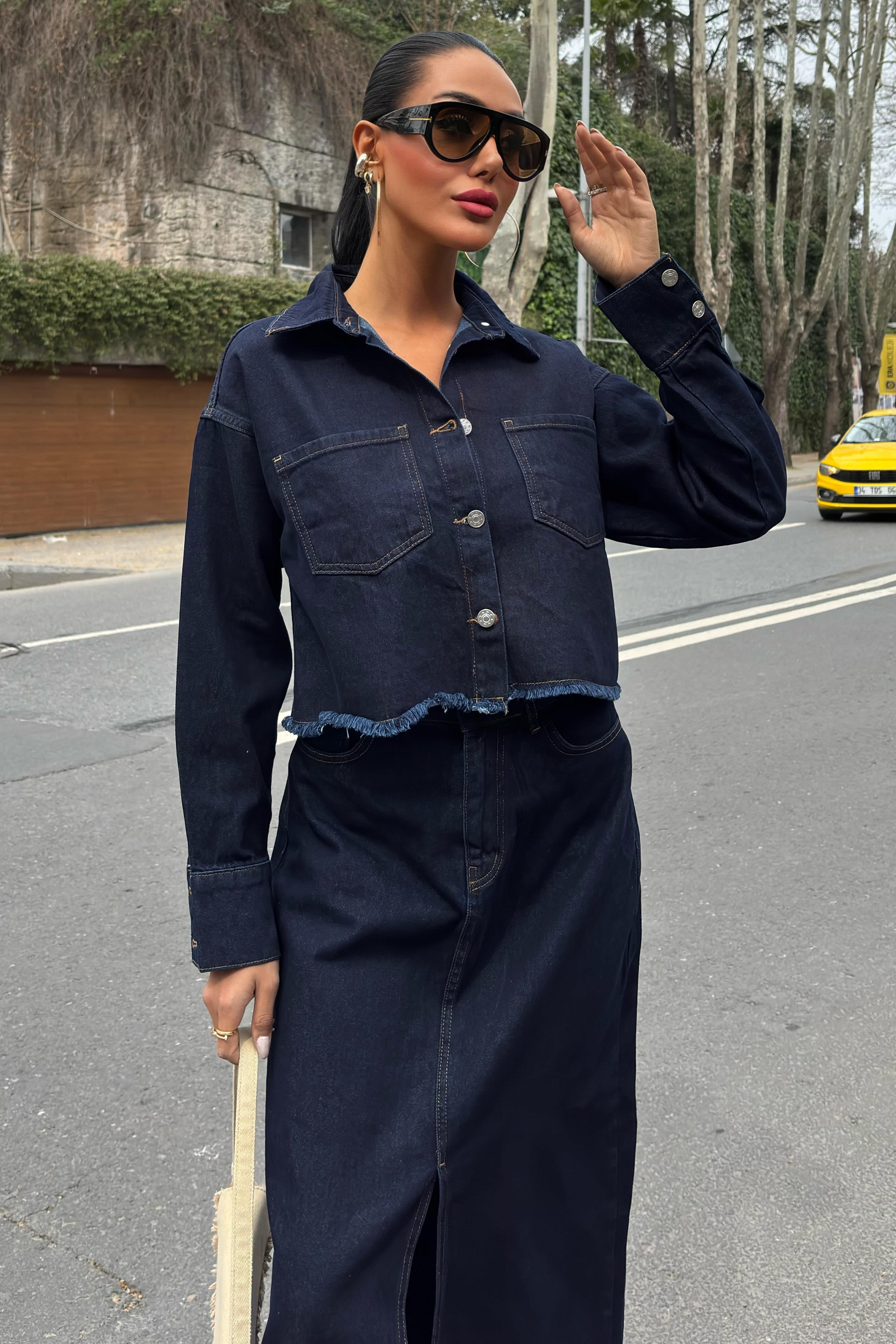 S5K9913Veronika Slit Denim Suit 9913