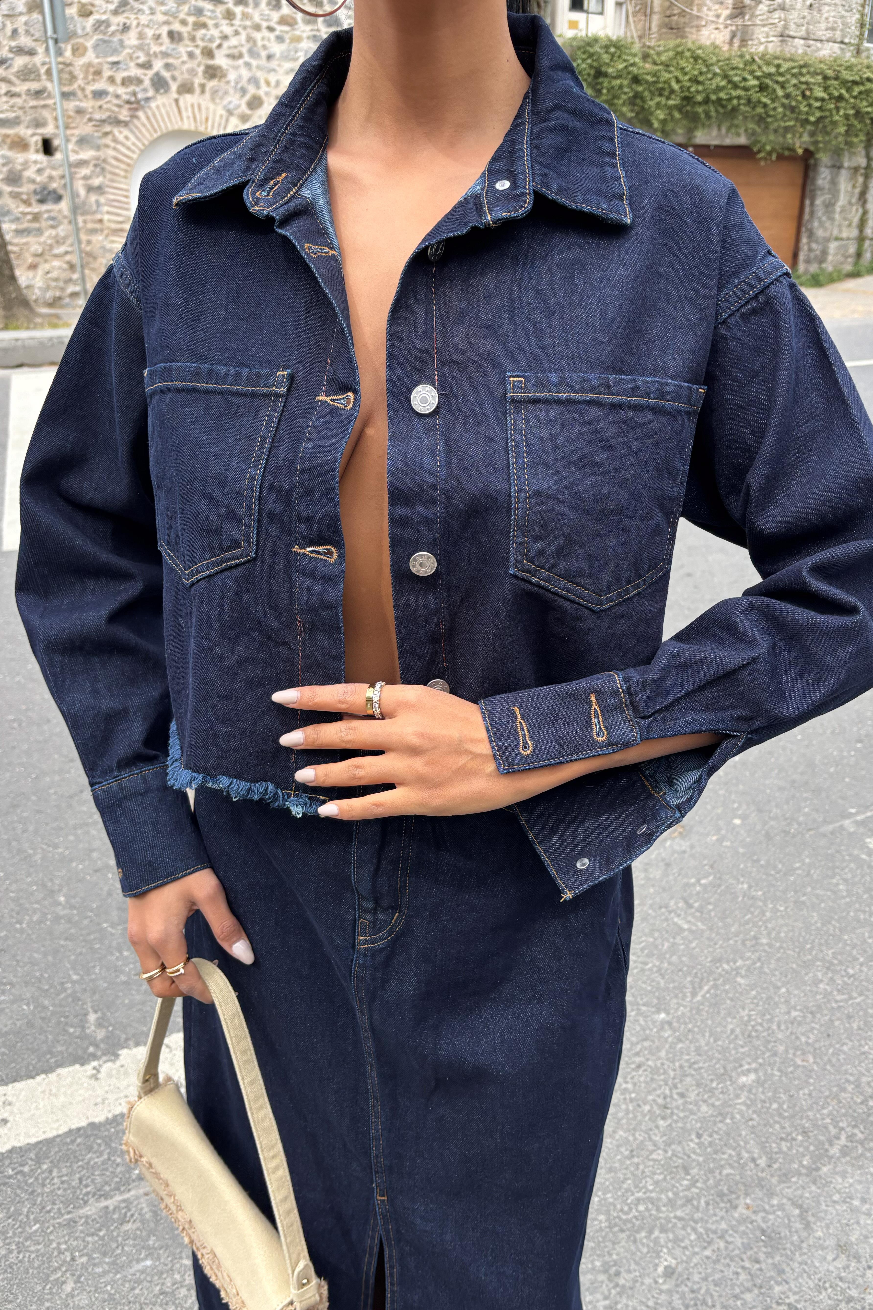 S5K9913Veronika Slit Denim Suit 9913