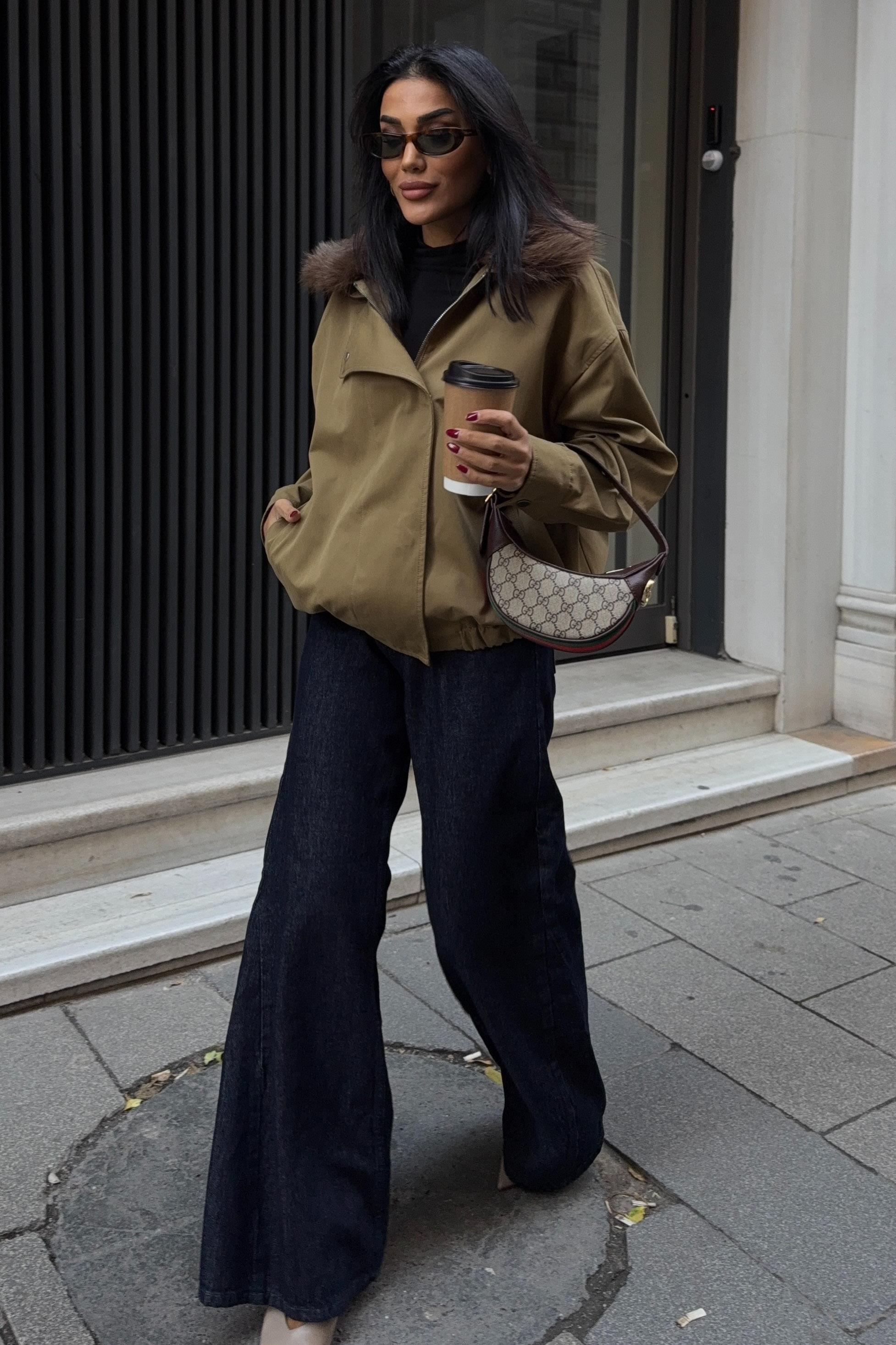 S6K6136Fur Collar Parka Bomber Jacket 6136