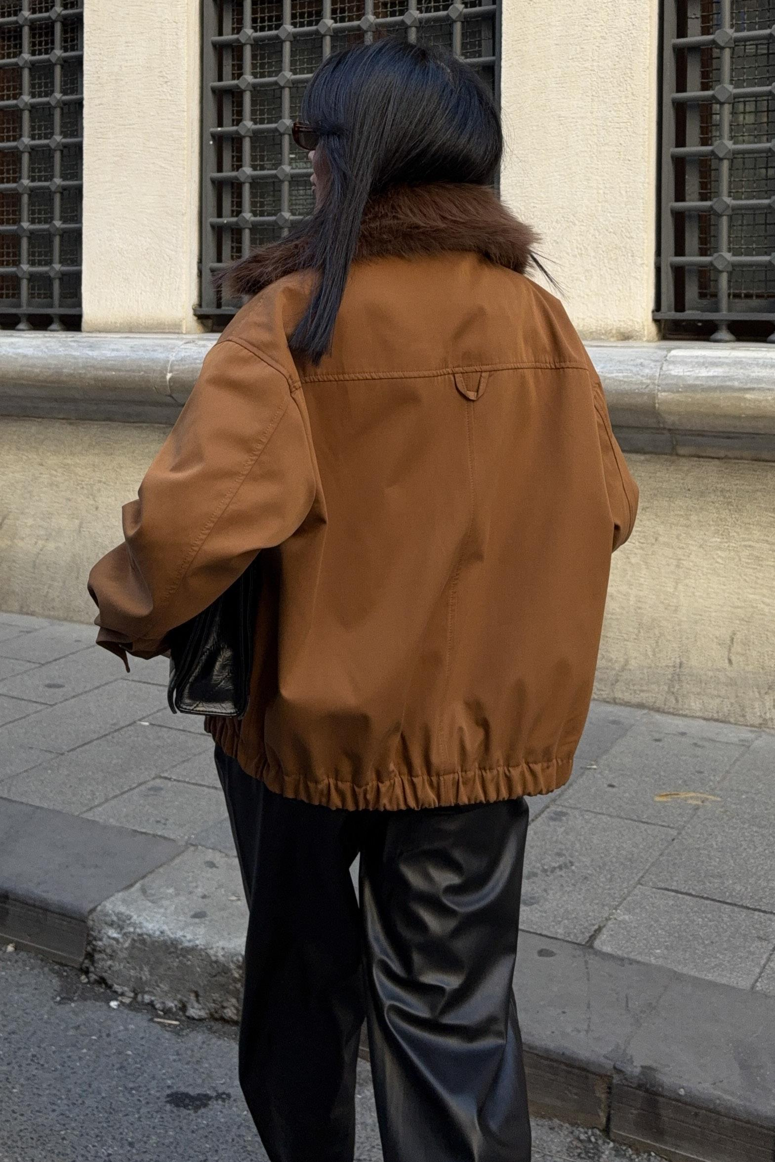 S6K6136Fur Collar Parka Bomber Jacket 6136