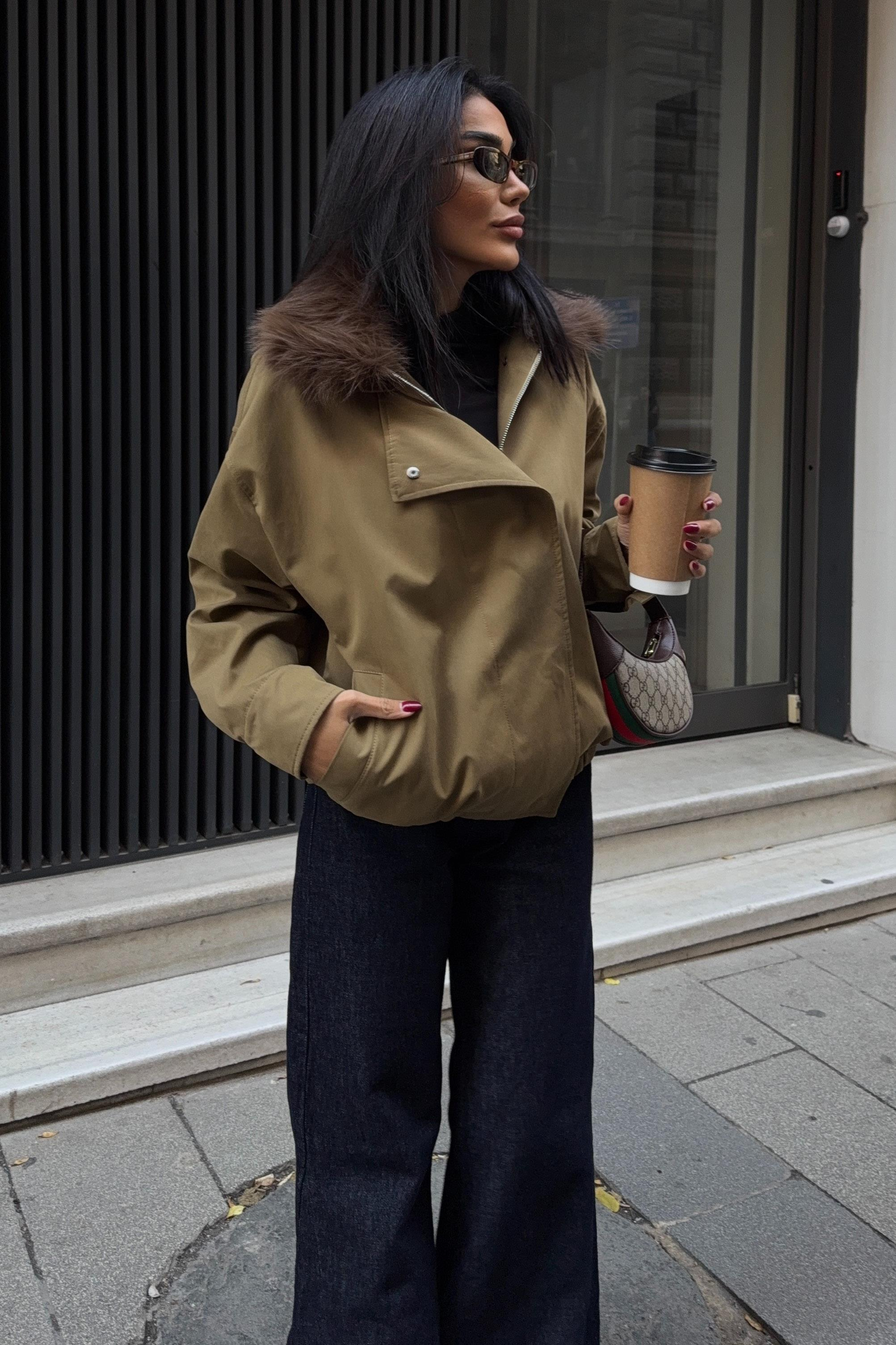 S6K6136Fur Collar Parka Bomber Jacket 6136