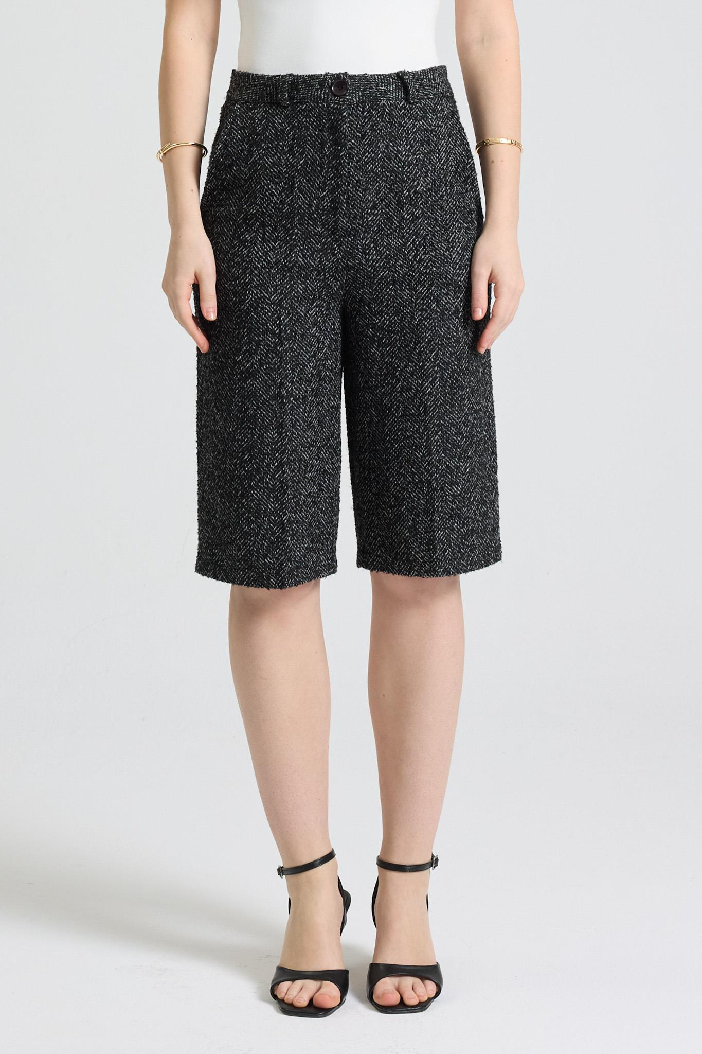 S6K0115CRYüksek Bel Tweed Bermuda Şort 0115