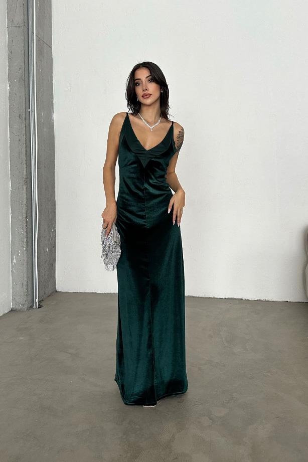 S4K2593Yulia Maksi Kadife Elbise 2593-08