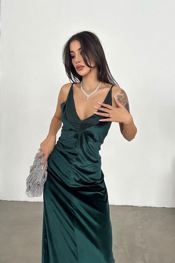 S4K2593Yulia Maksi Kadife Elbise 2593-08