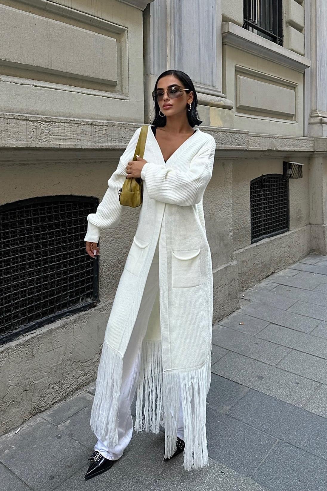 S4K5093Zoey Tasseled Long Cardigan 5093-01