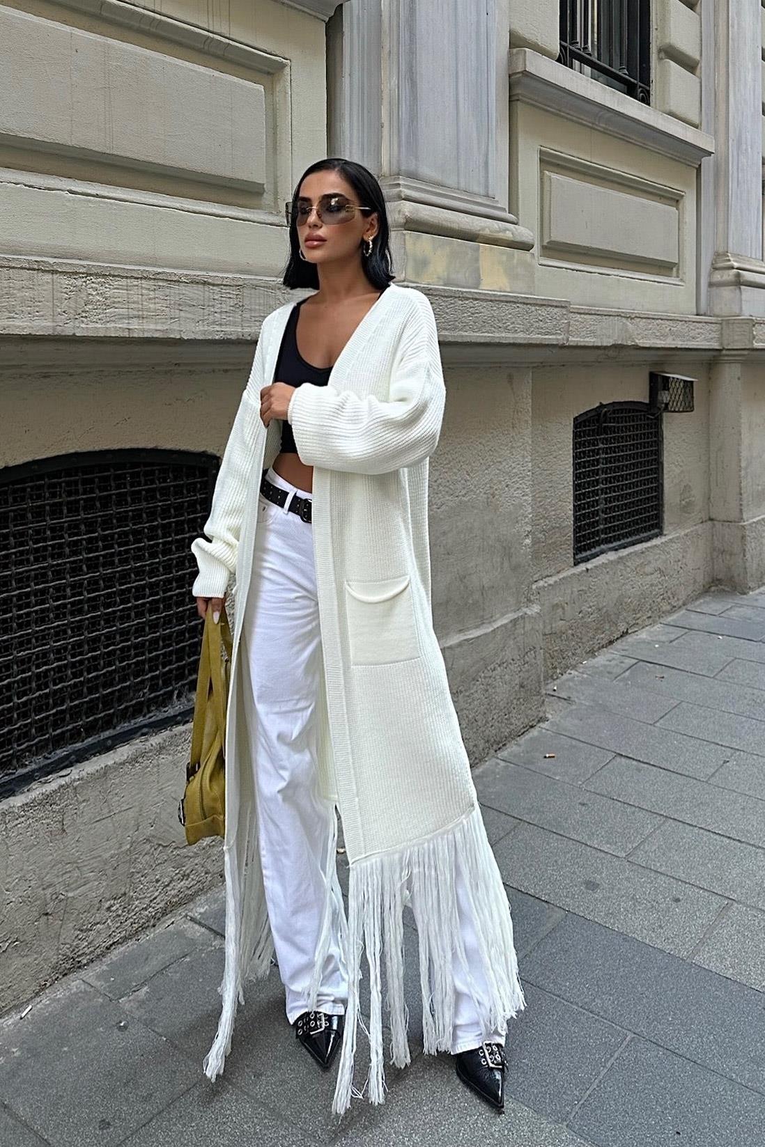 S4K5093Zoey Tasseled Long Cardigan 5093-01