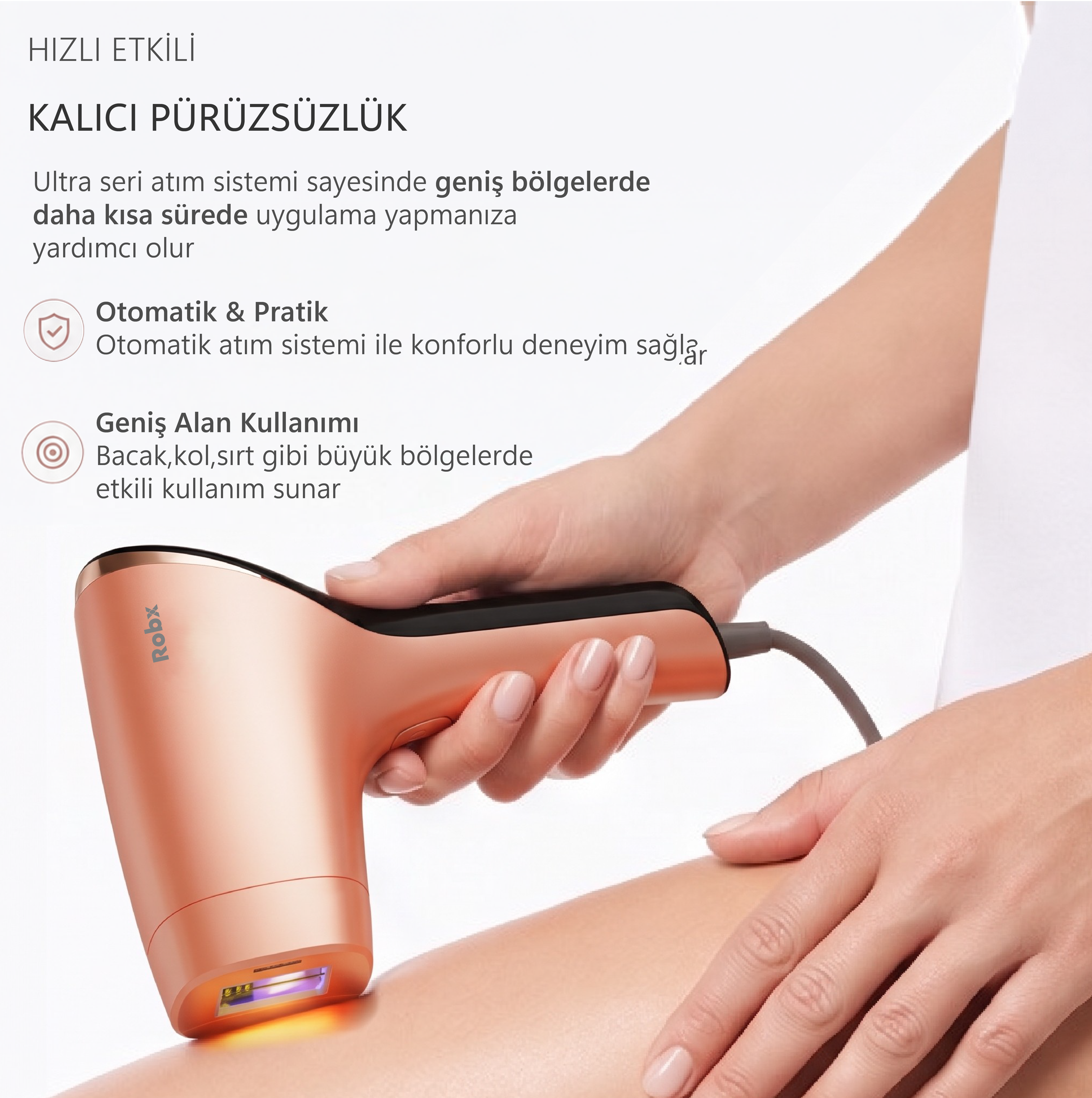 Robx A05 Ipl 3 Milyon Atım Akıllı Cilt Tanıma Ultra Seri Atım Ipl Cihazı Turuncu 