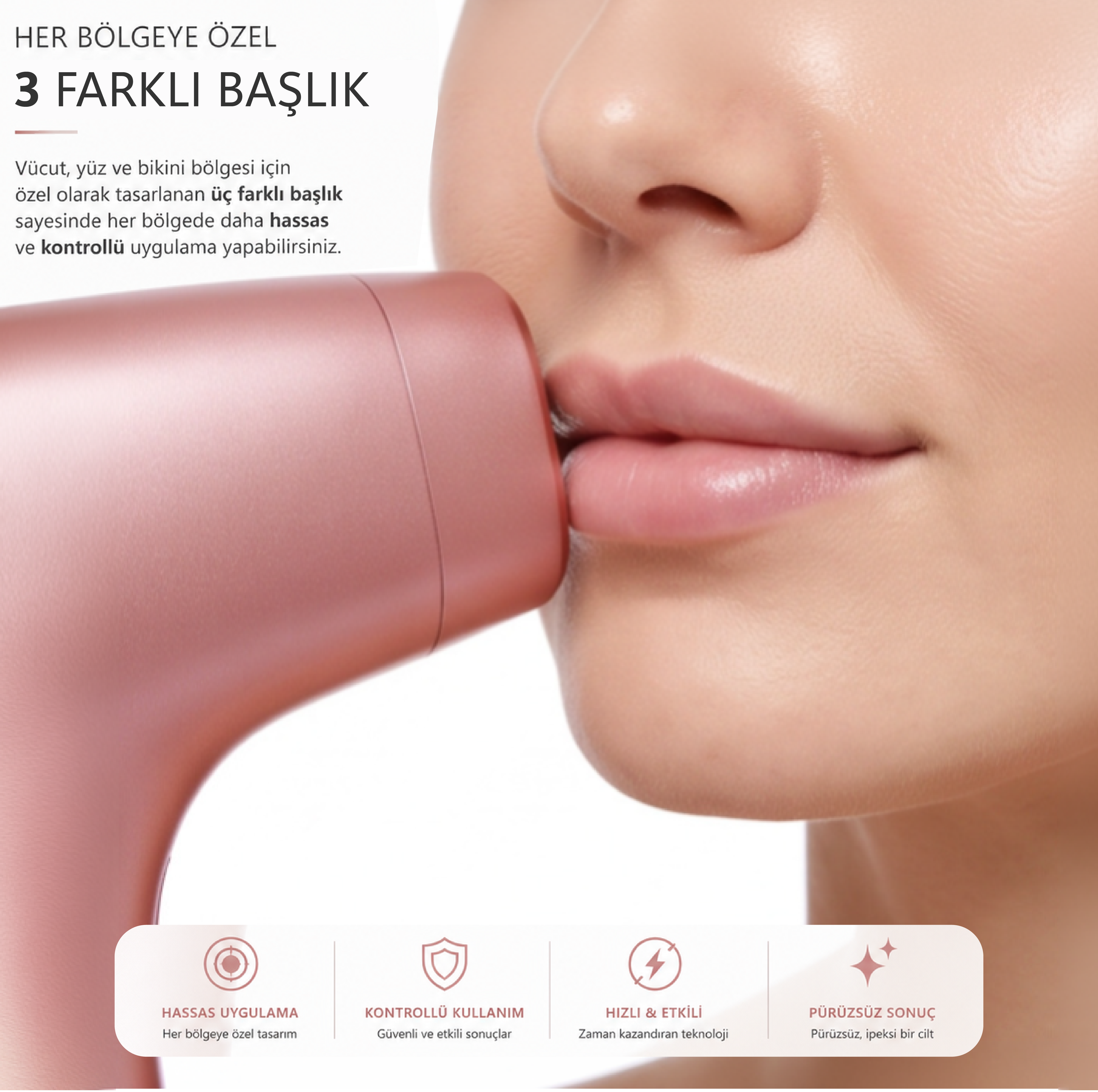 Robx A05 Ipl 3 Milyon Atım Akıllı Cilt Tanıma Ultra Seri Atım Ipl Cihazı Pembe