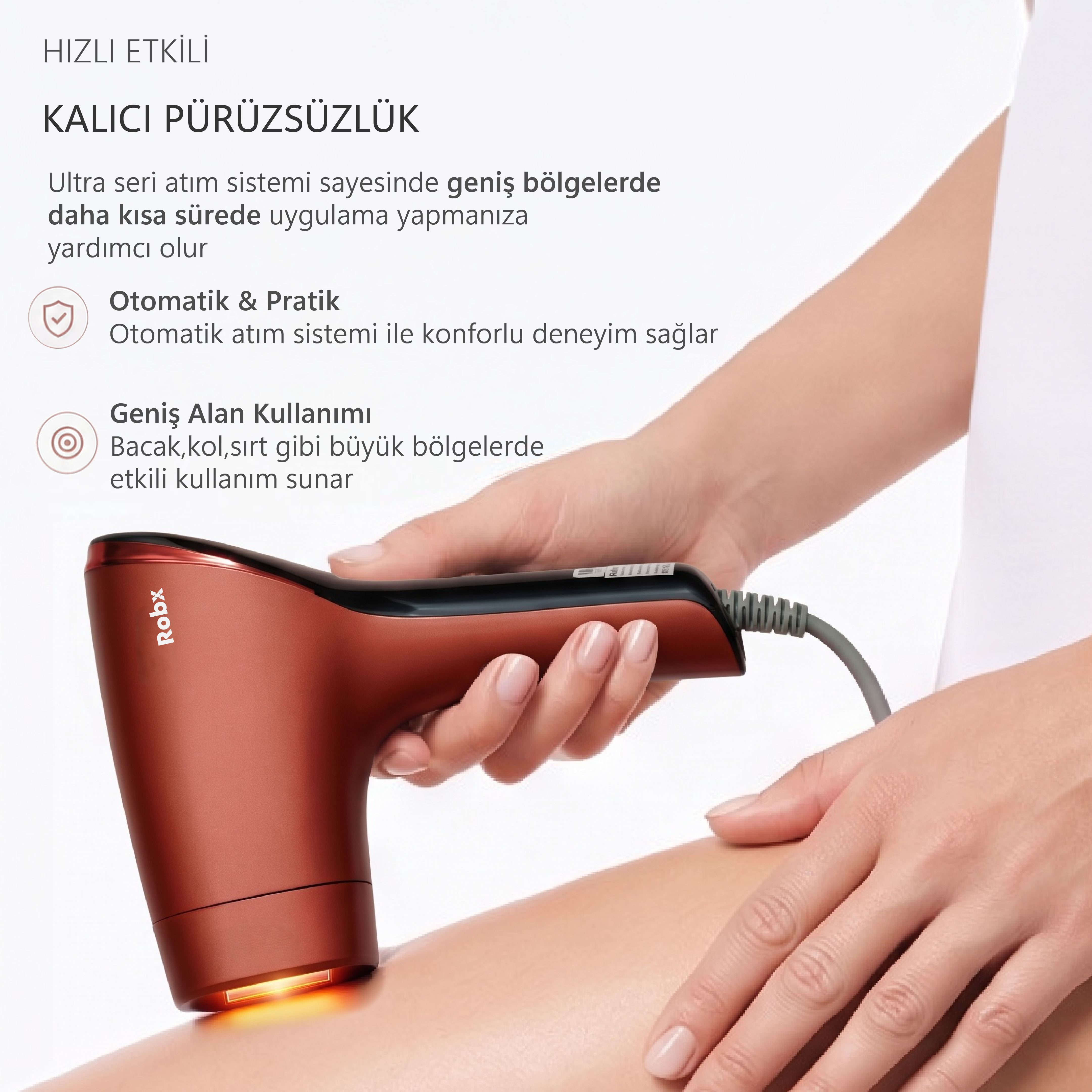 Robx A05 Ipl 3 Milyon Atım Akıllı Cilt Tanıma Ultra Seri Atım Ipl Cihazı Kırmızı