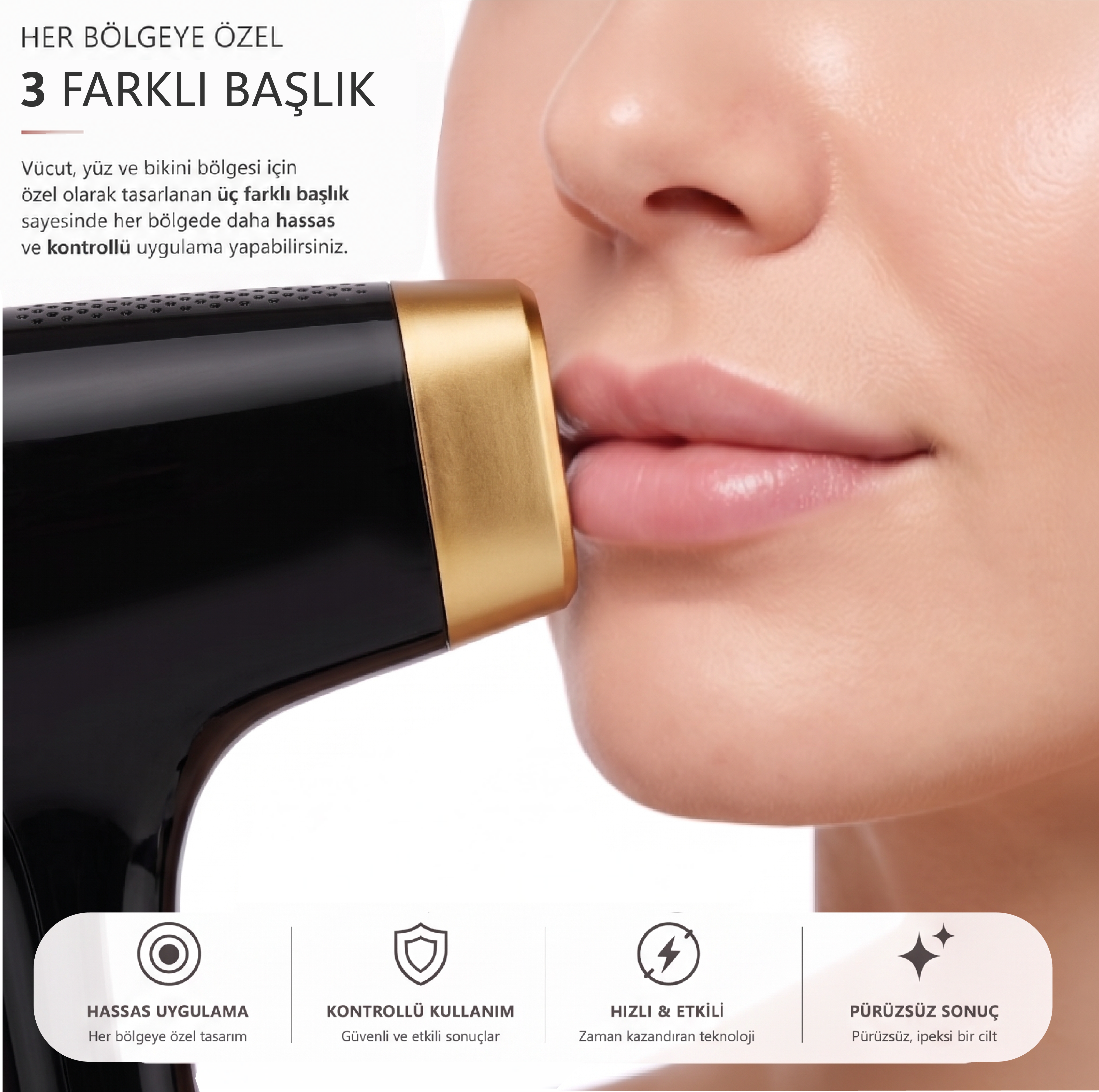 Robx A05 Ipl 3 Milyon Atım Akıllı Cilt Tanıma Ultra Seri Atım Ipl Cihazı Siyah