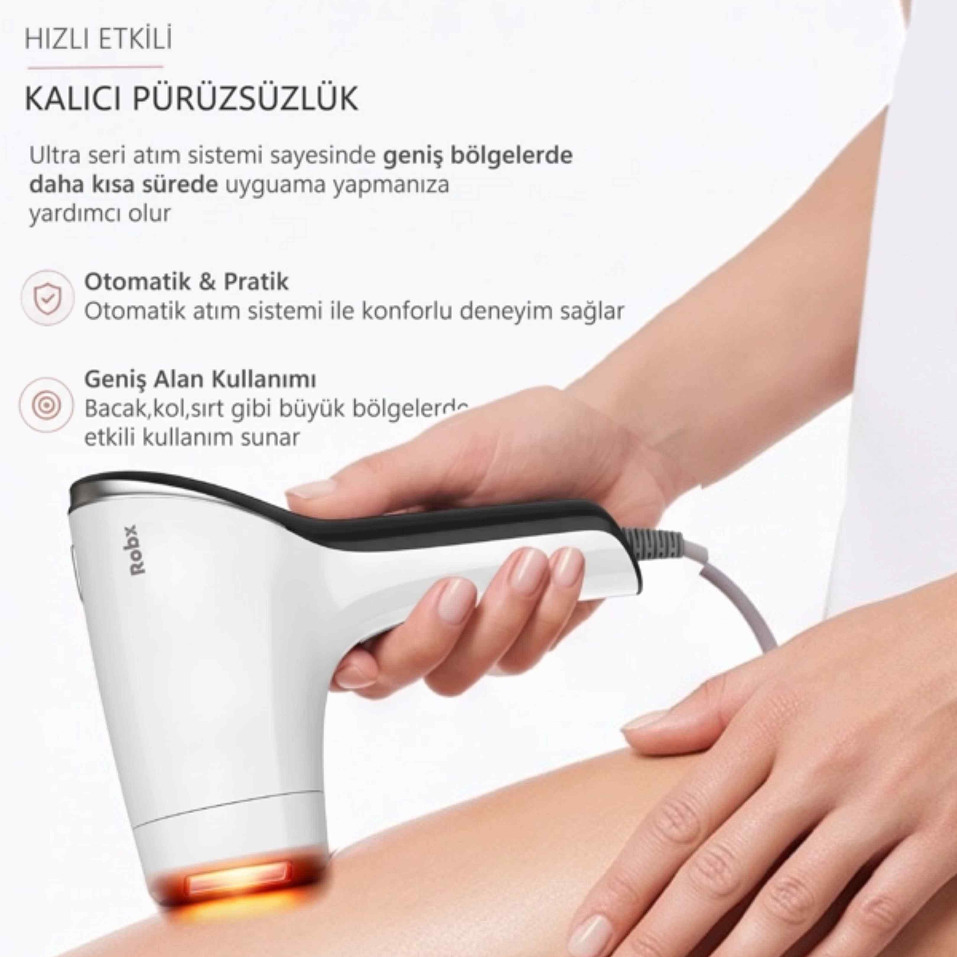 Robx A05 Ipl 3 Milyon Atım Akıllı Cilt Tanıma Ultra Seri Atım Ipl Cihazı Beyaz