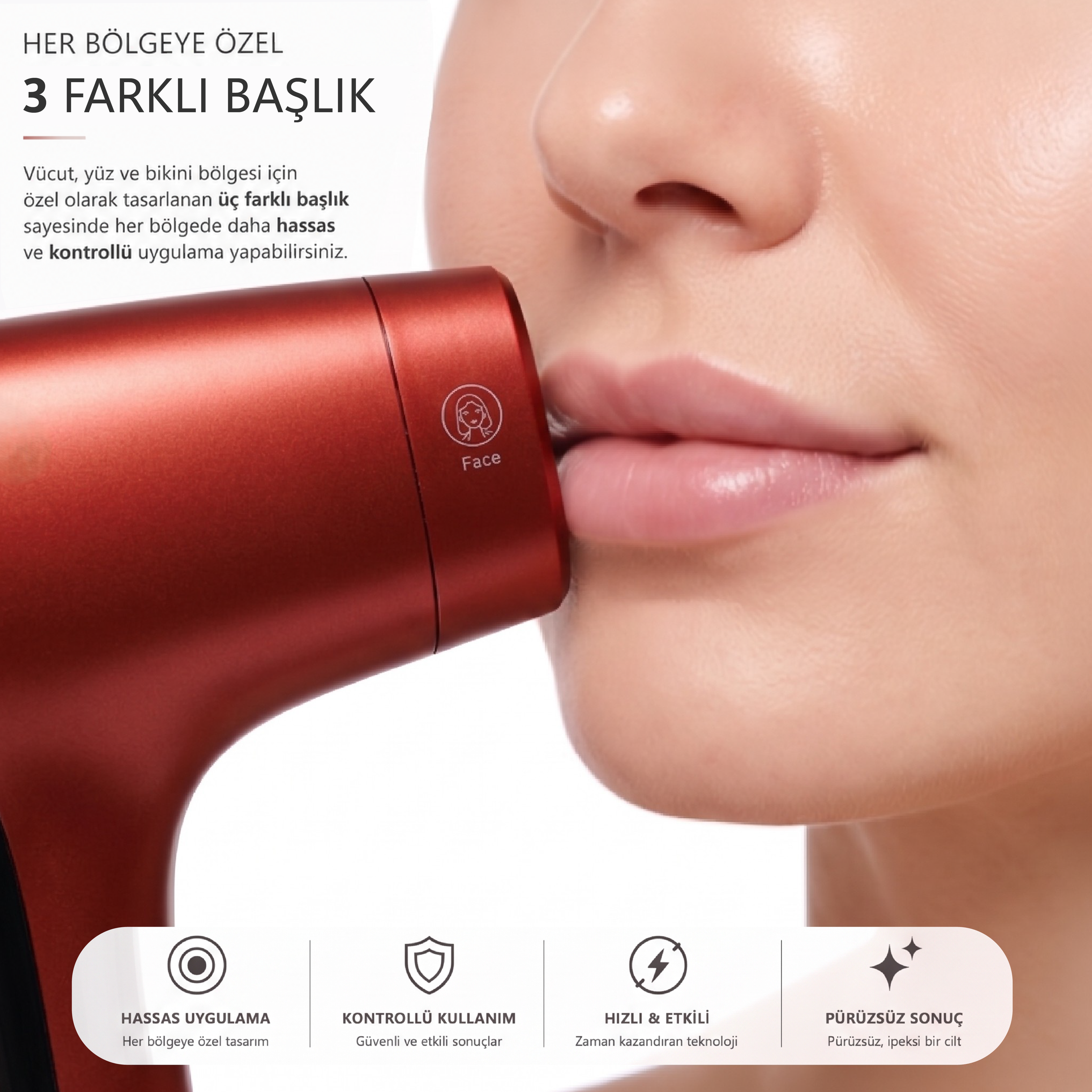 Robx A05 Ipl 3 Milyon Atım Akıllı Cilt Tanıma Ultra Seri Atım Ipl Cihazı Kırmızı