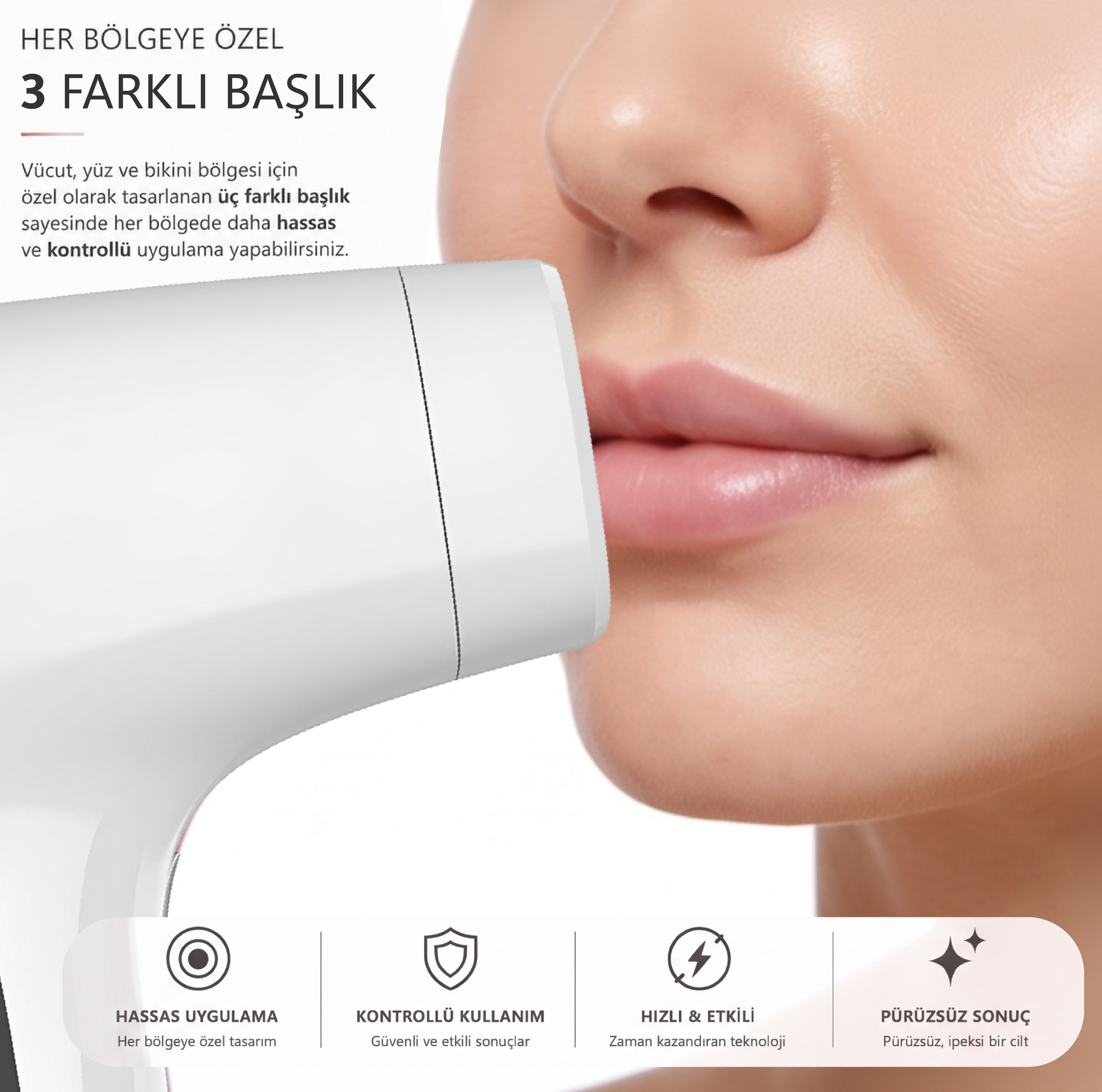 Robx A05 Ipl 3 Milyon Atım Akıllı Cilt Tanıma Ultra Seri Atım Ipl Cihazı Beyaz