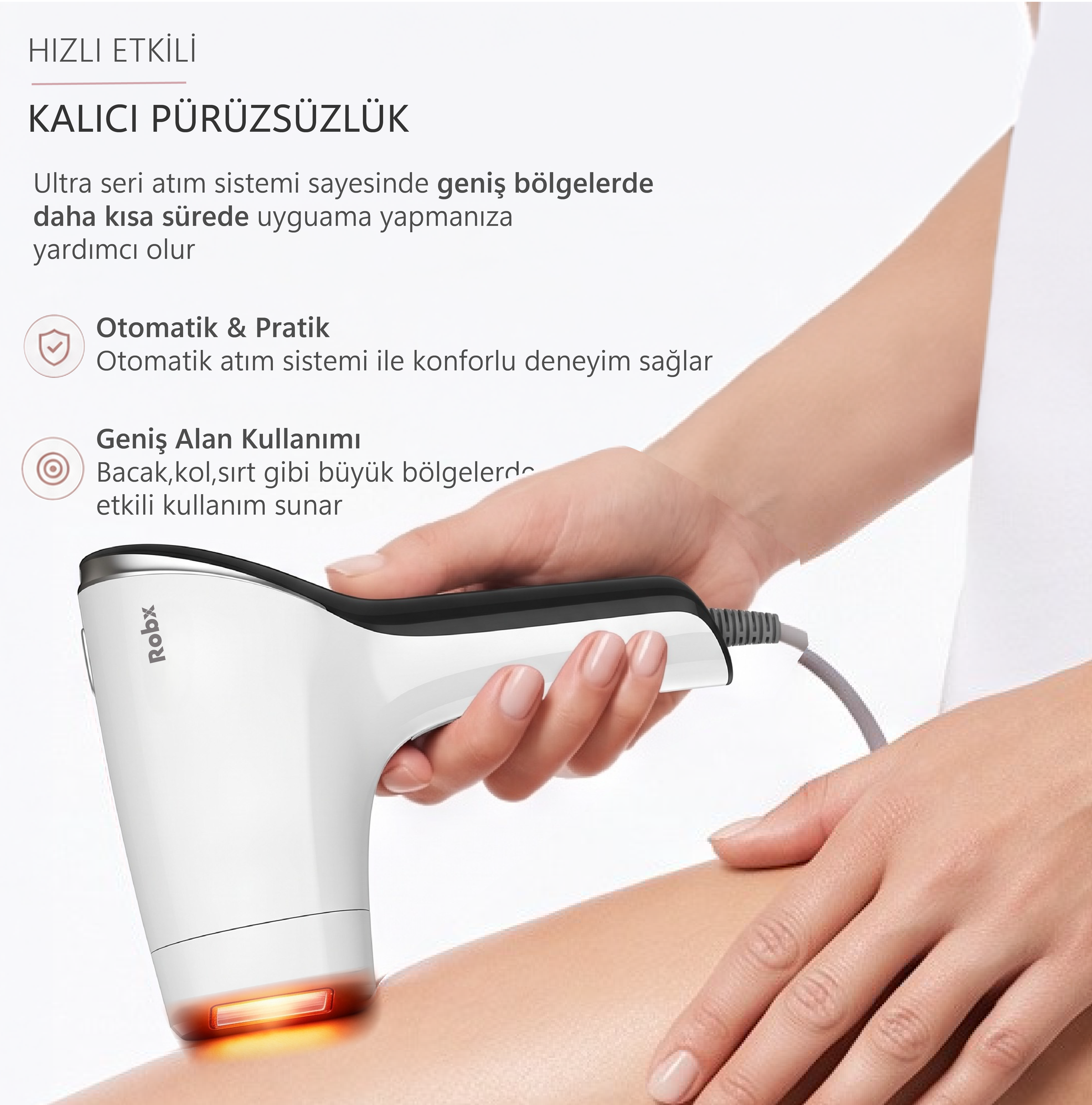 Robx A05 Ipl 3 Milyon Atım Akıllı Cilt Tanıma Ultra Seri Atım Ipl Cihazı Beyaz
