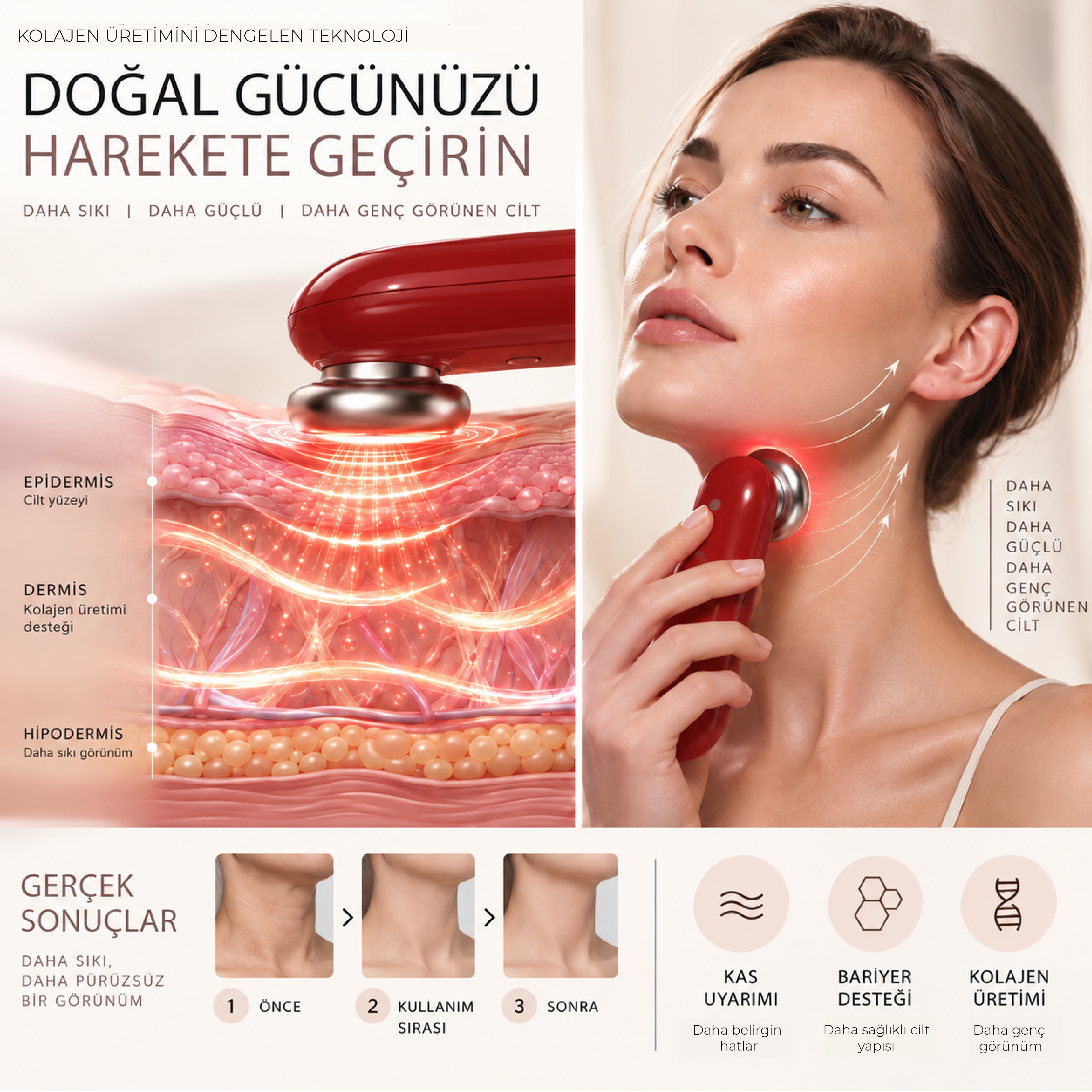 Robx A07 Yeni Nesil RF EMS Cilt Sıkılaştırıcı Ve Kırışıklık Yüz ve Vücut Aleti