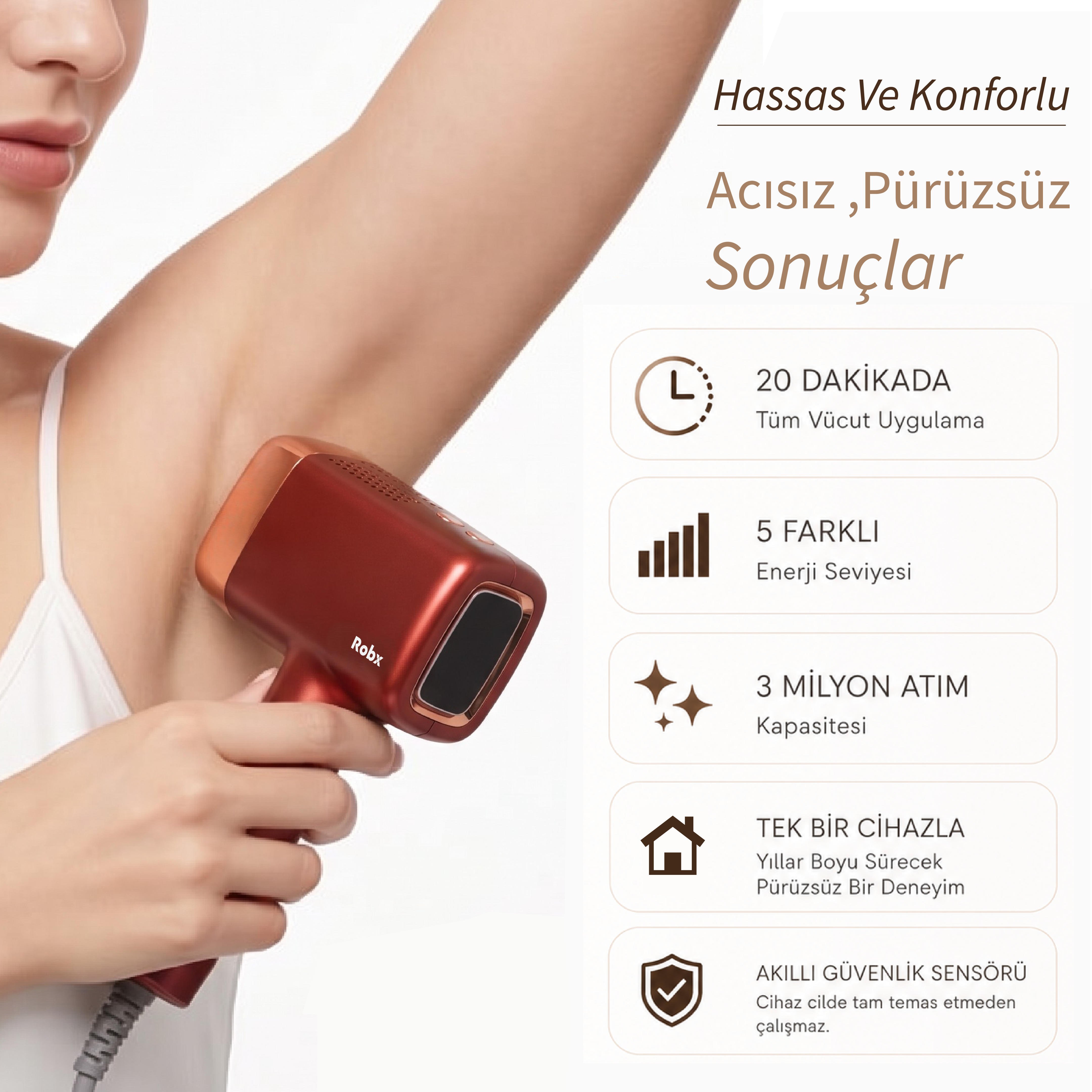 Robx A2024 Yeni Seri IPL 3 Milyon Atım Bay-Bayan IPL Cihazı Kırmızı 
