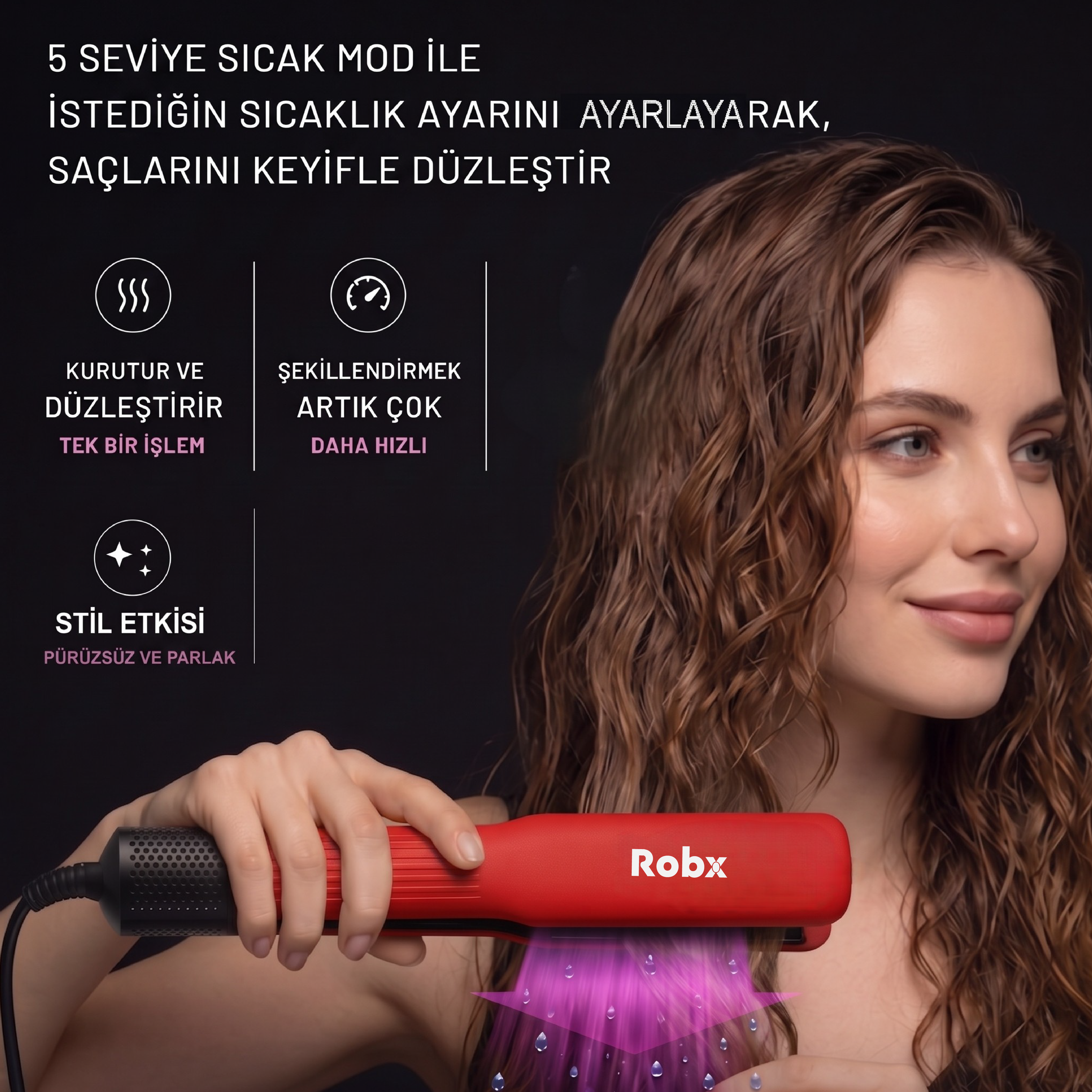 Robx Airflow Islak Ve Kuru Hava Üflemeli Saç Düzleştirici
