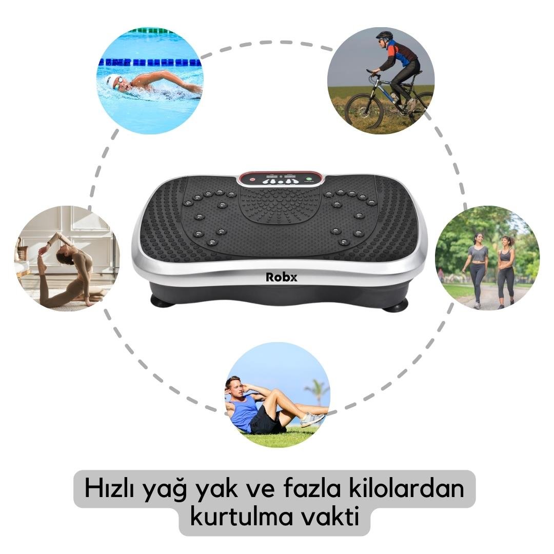 Robx E02 Vibration itreşimli Tüm Vücut Hızlı Yağ Yakma ve Zayıflama Spor Eğzersiz Aleti