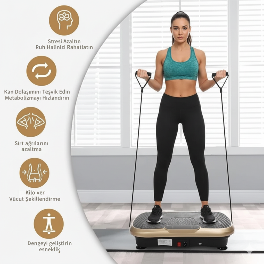 Robx E02 Vibration Yüksek Titreşimli Tüm Vücut Hızlı Yağ Yakma ve Zayıflama Spor Eğzersiz Aleti