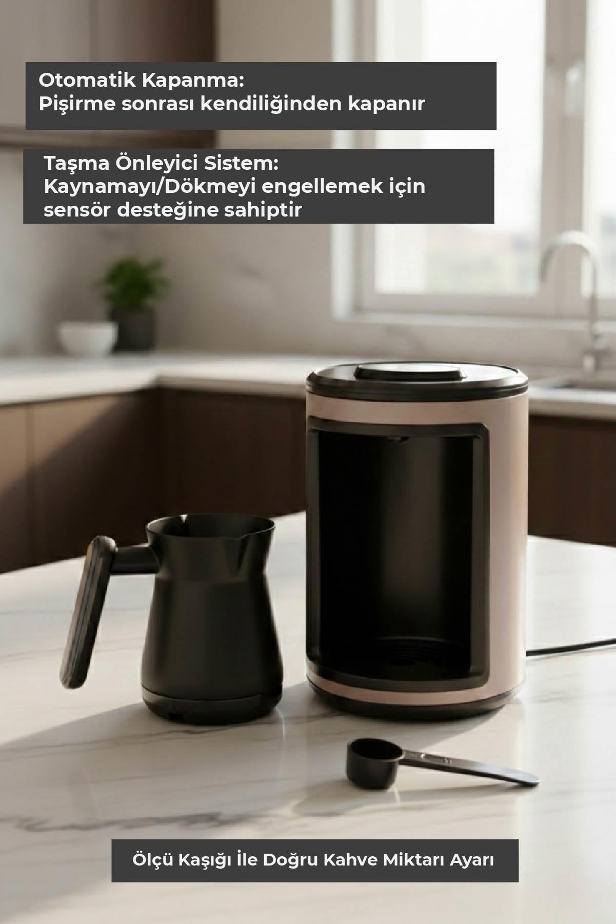 Robx Kahve Ruhu Bol Köpüklü 4 Fincan Kapasite Tam Otomatik Türk Kahve Makinesi 