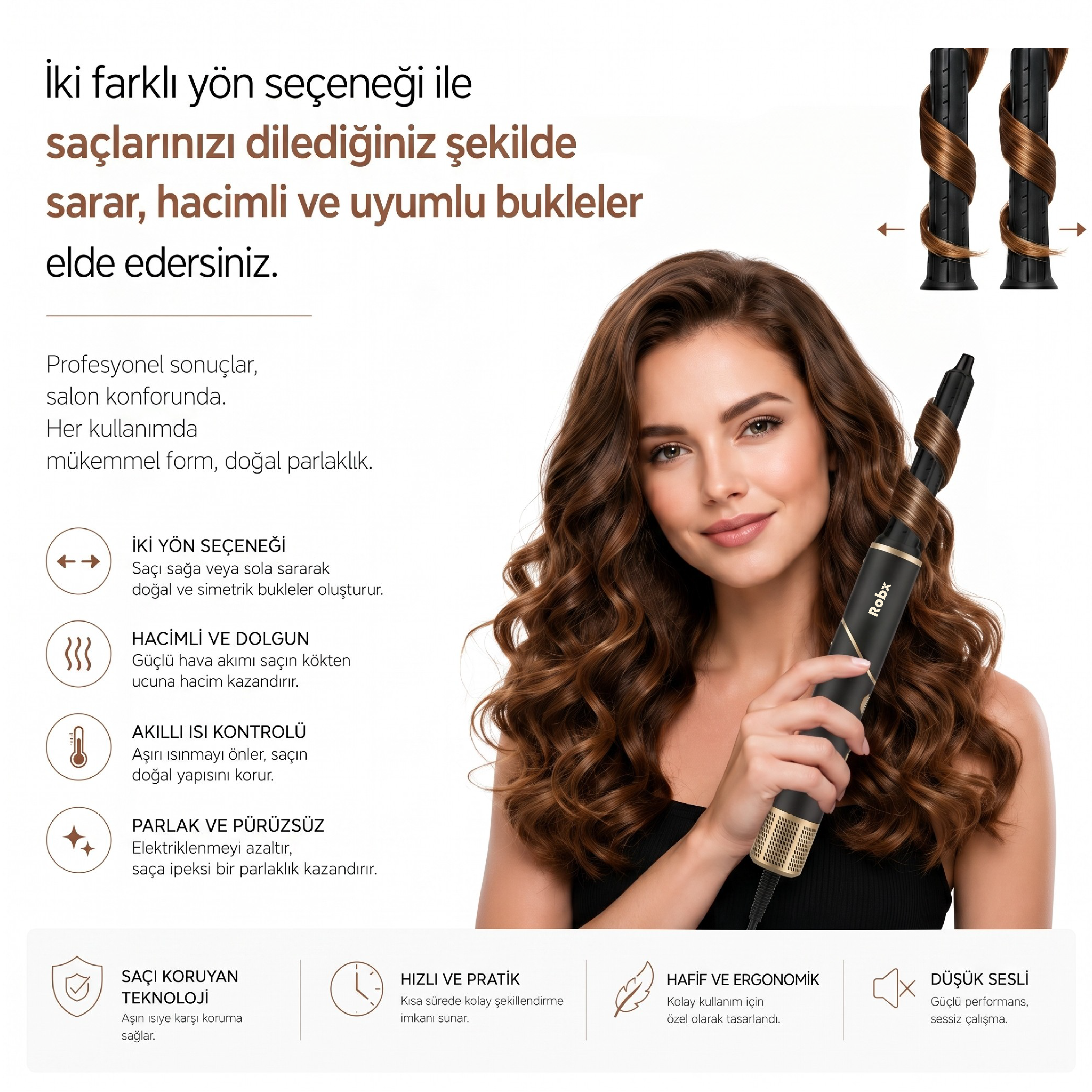Robx Multi-Styler 10 IN 1 Arada İyonik Saç Şekillendirici Set Siyah