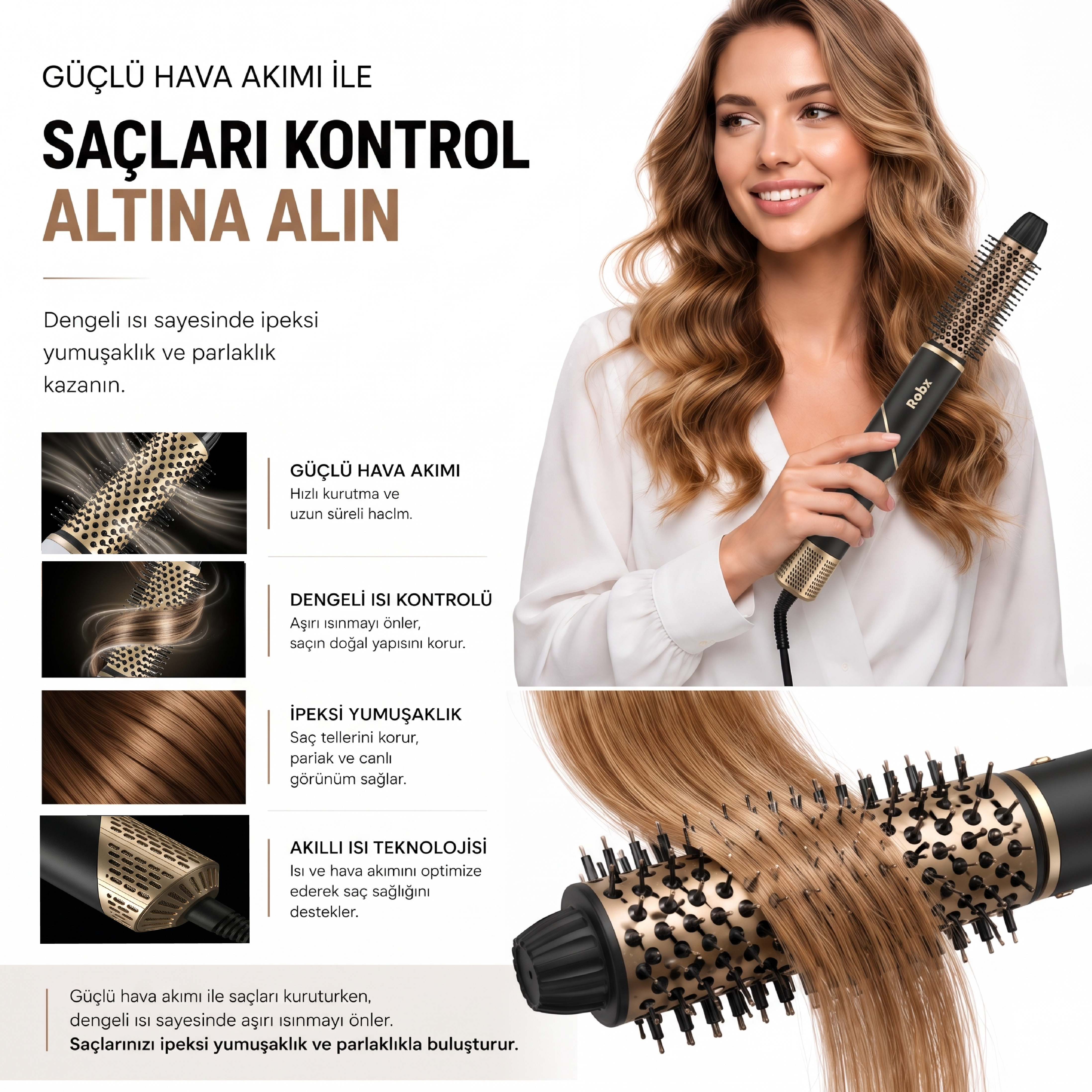 Robx Multi-Styler 10 IN 1 Arada İyonik Saç Şekillendirici Set Siyah