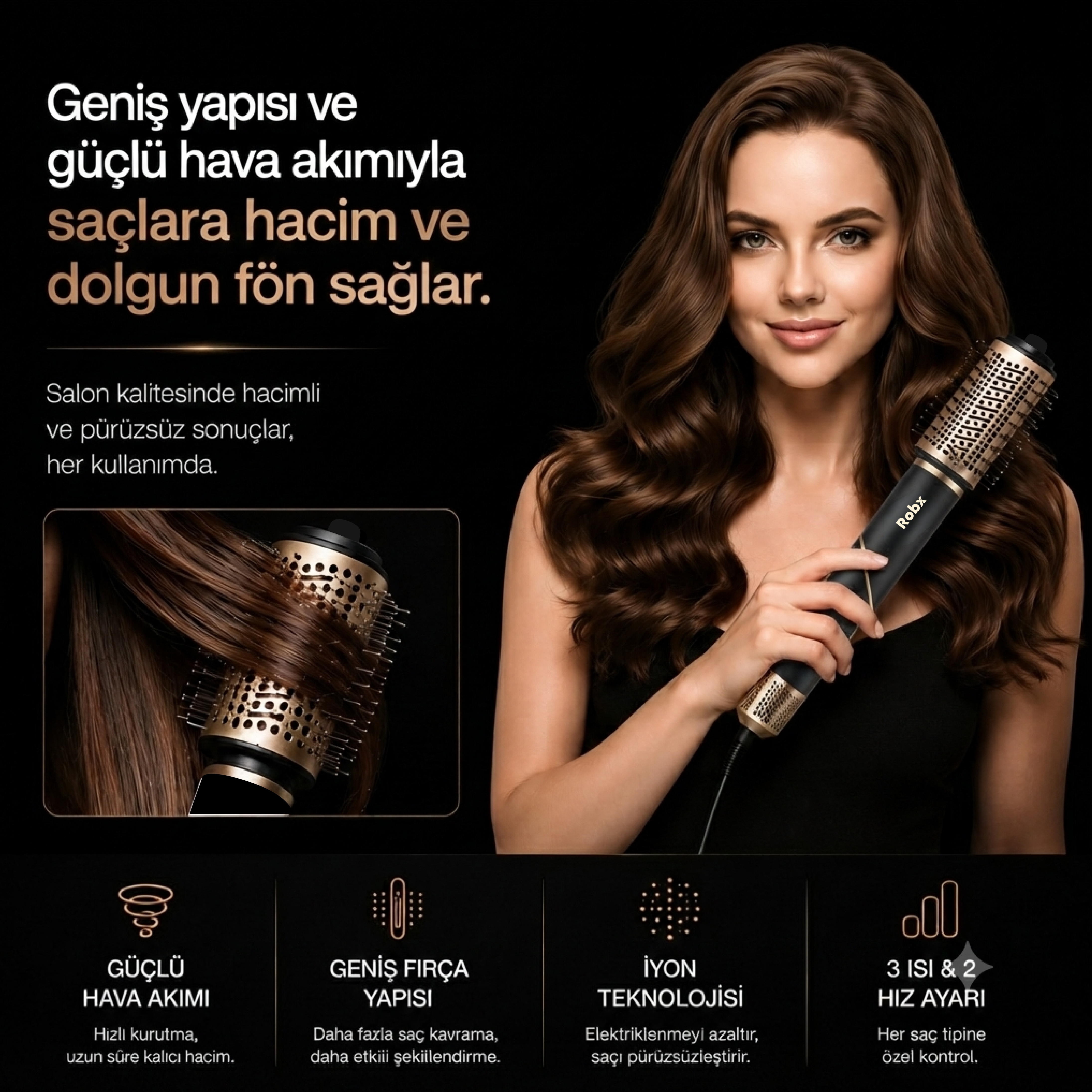 Robx Multi-Styler 10 IN 1 Arada İyonik Saç Şekillendirici Set Siyah