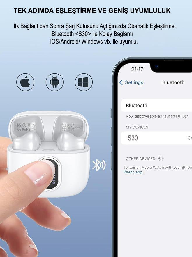 Robx S-30 Bluetooth Kulaklık Ios-android Enc Ortam Sesi Azaltma 4 Mikrofonlu 5.3 Ipx6 