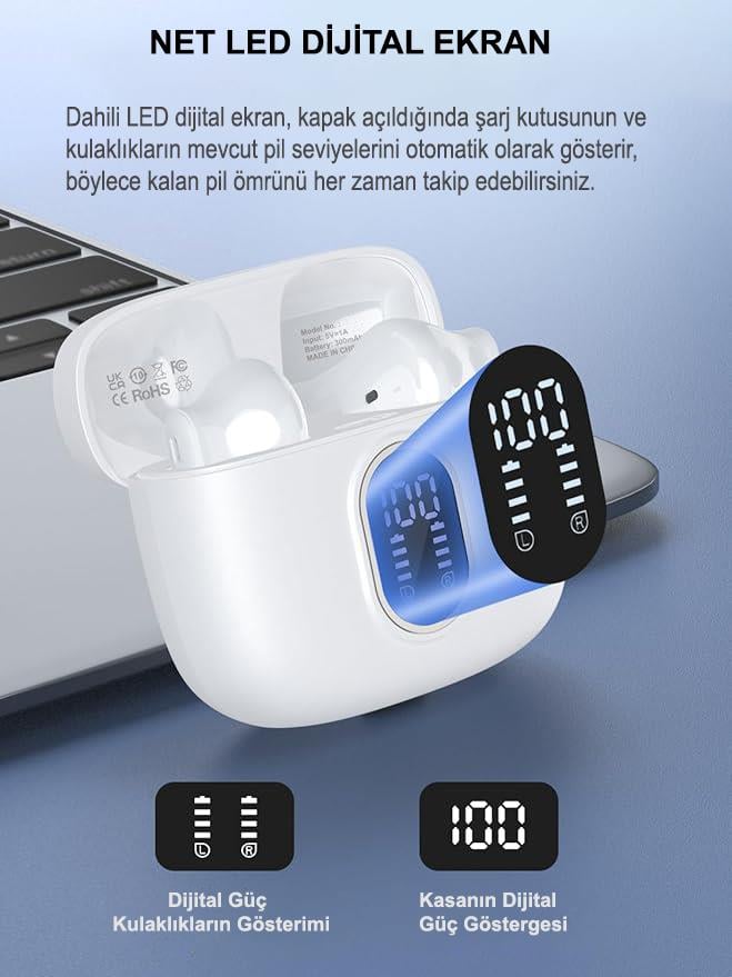 Robx S-30 Bluetooth Kulaklık Ios-android Enc Ortam Sesi Azaltma 4 Mikrofonlu 5.3 Ipx6 