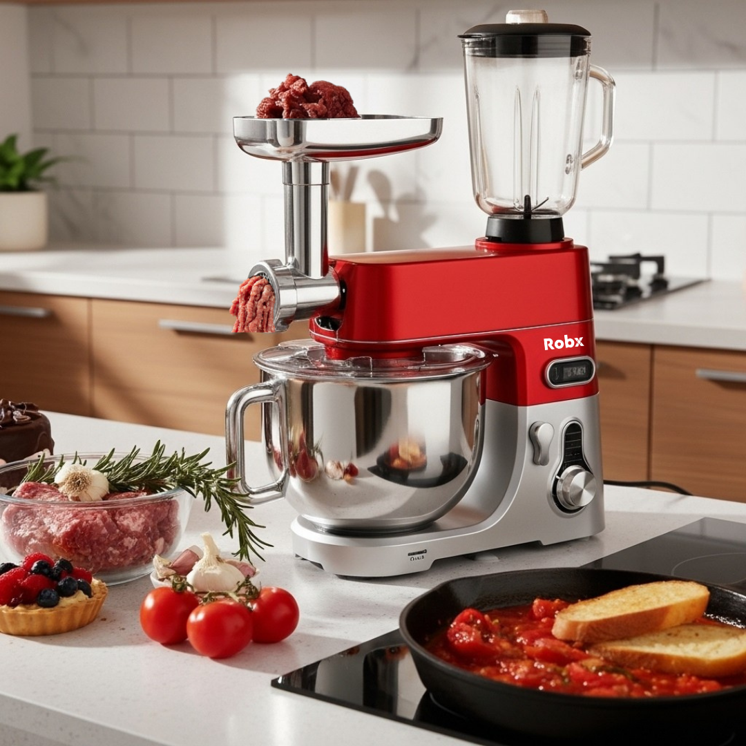 Robx Sr50 Döküm Gövde 7 Litre Hamur Yoğurma Kıyma Çekme Blender Mixer Set