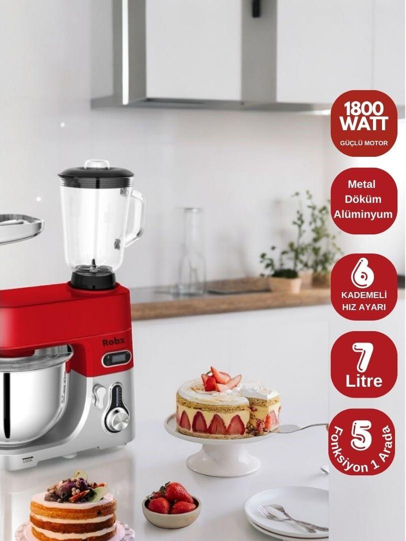 Robx Sr50 Döküm Gövde 7 Litre Hamur Yoğurma Kıyma Çekme Blender Mixer Set