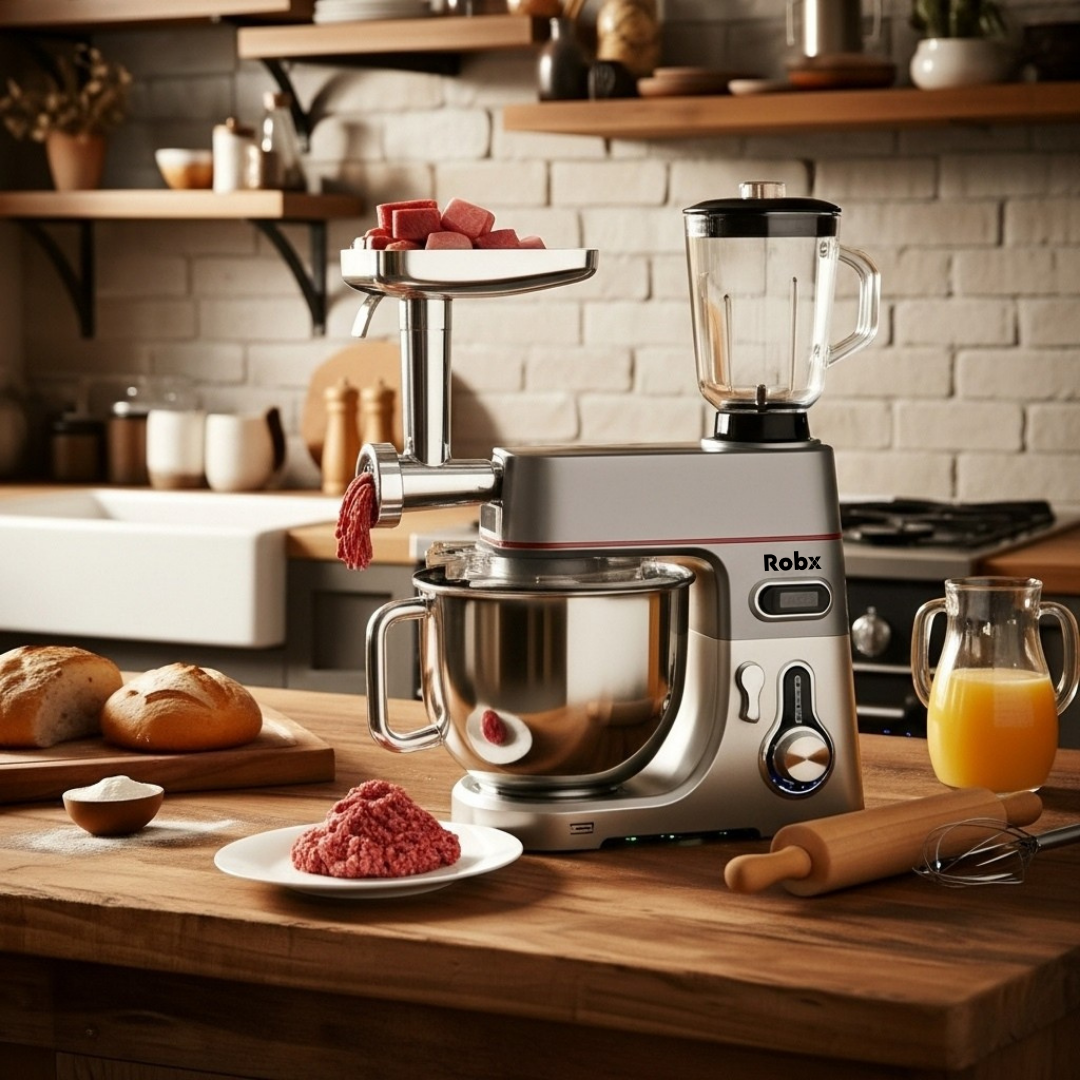 Robx Sr50 Döküm Gövde 7 Litre Hamur Yoğurma Kıyma Çekme Blender Mixer Set