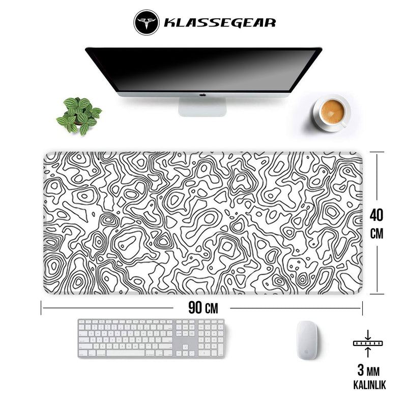 KLASSEGEARKlasse Pro White Map Lines 90x40cm Gaming Mousepad