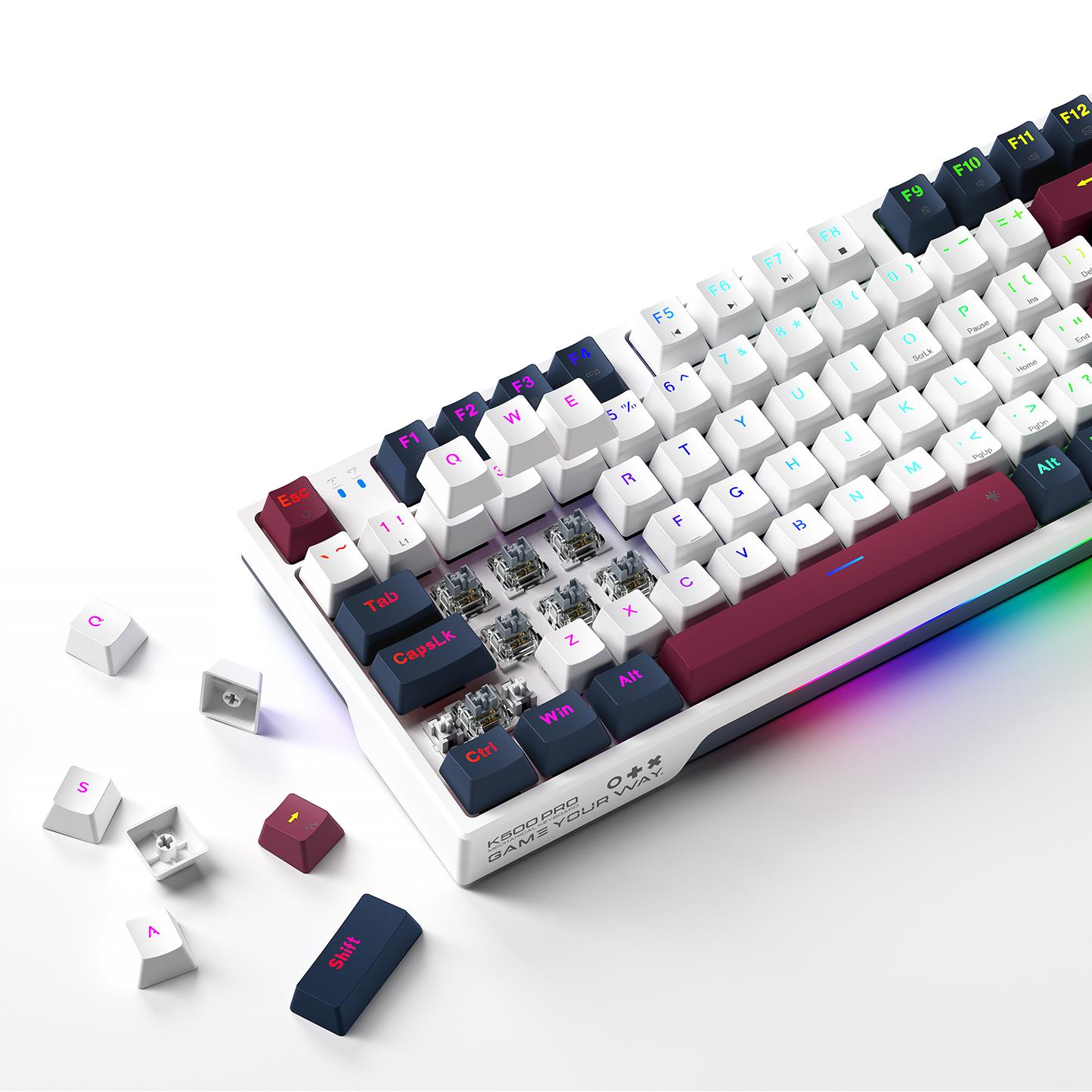 Machenike K500 Pro-B94 Kablolu Silver Switch RGB Beyaz Gaming Klavye