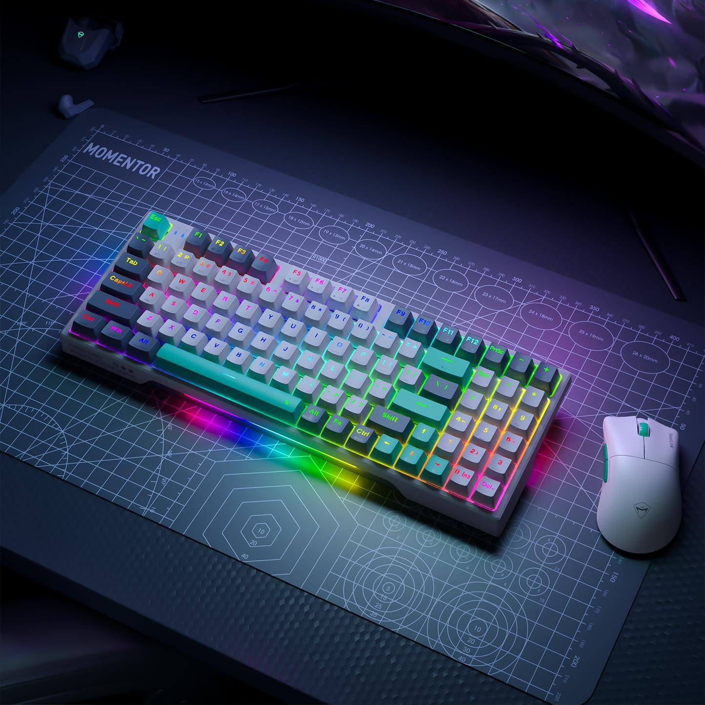 Machenike K500 Pro-B94W Tri Mode Silver Switch RGB Beyaz Gaming Klavye