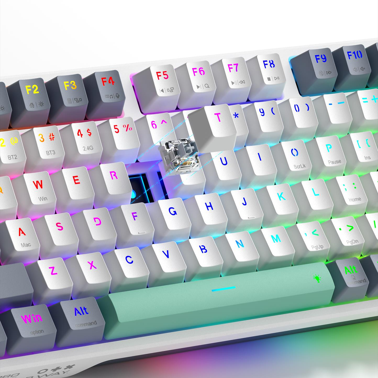 Machenike K500 Pro-B94W Tri Mode Silver Switch RGB Beyaz Gaming Klavye