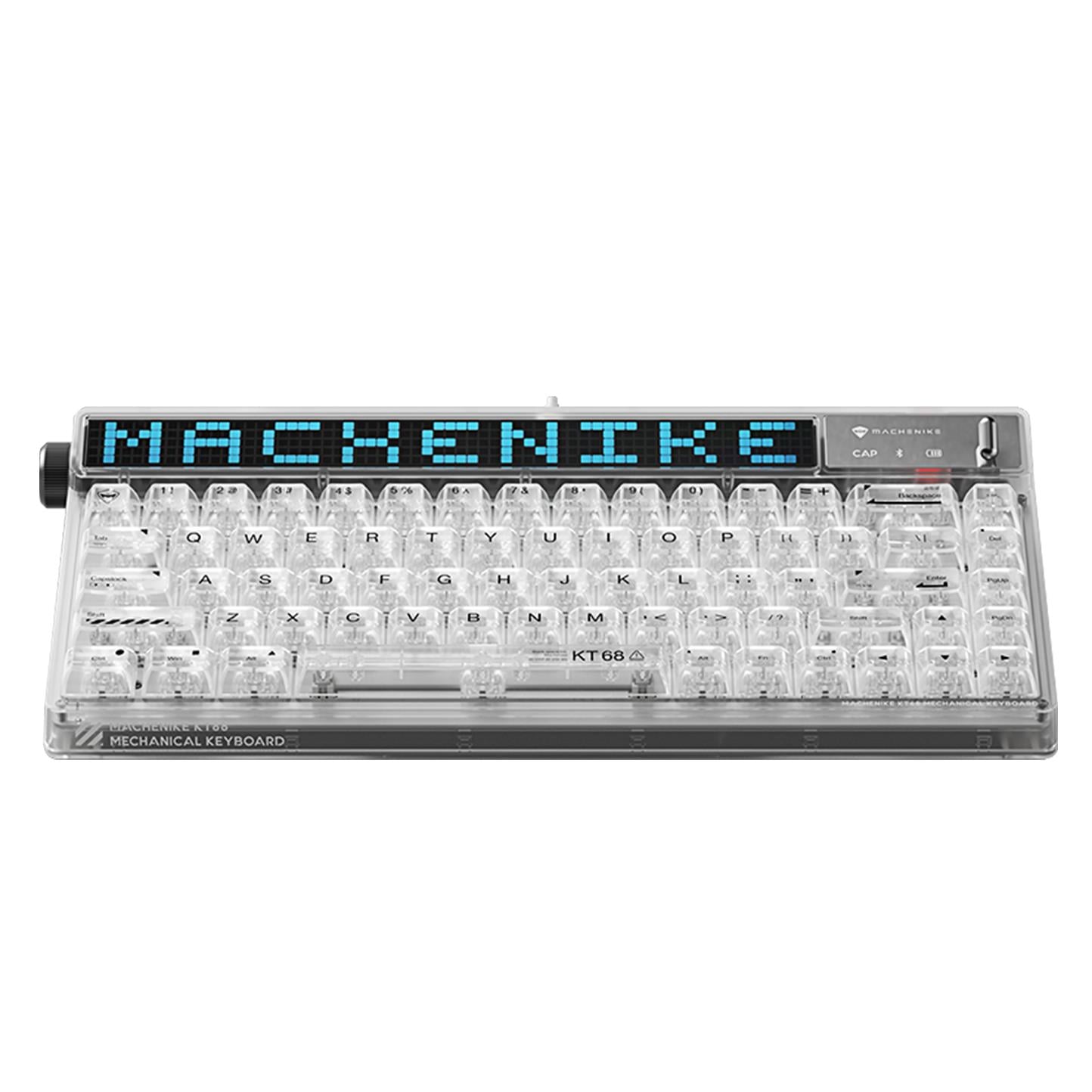 Machenike KT68 Kablolu Crystal Tactile Switch Ayarlanılabilir LCD Ekran Beyaz Gaming Klavye