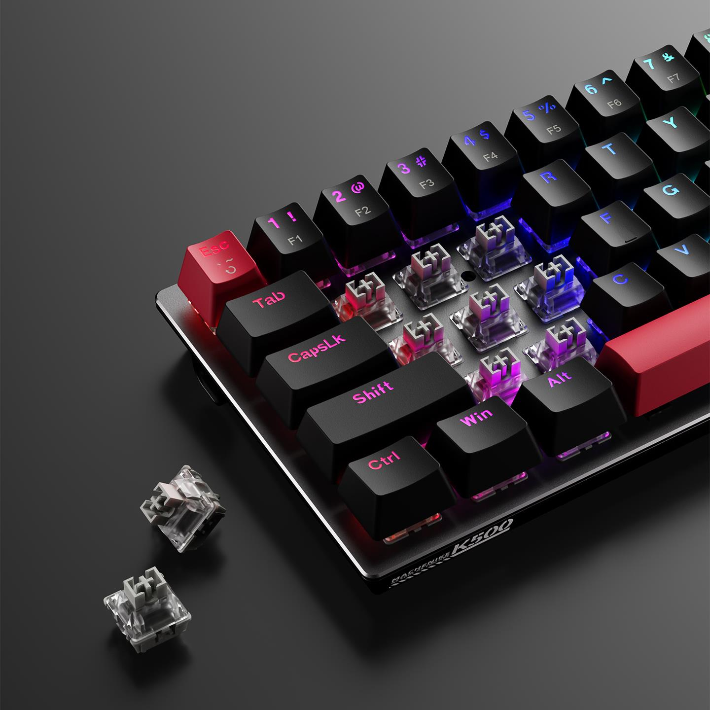 MachenikeMachenike K500-M61 Kablolu Silver Switch RGB Siyah ENG Q Gaming Klavye