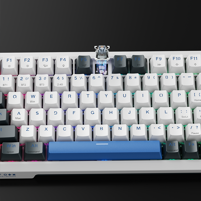 MachenikeMachenike K500F-B81W Tri-Mode Gateron Silver Switch RGB ENG Q Beyaz Gaming Klavye