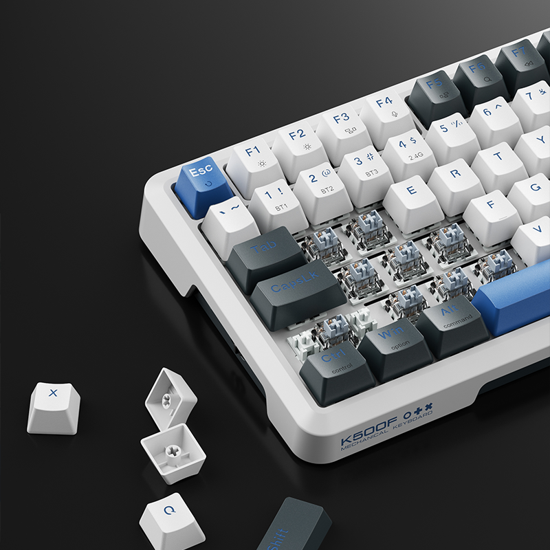 MachenikeMachenike K500F-B81W Tri-Mode Gateron Silver Switch RGB ENG Q Beyaz Gaming Klavye