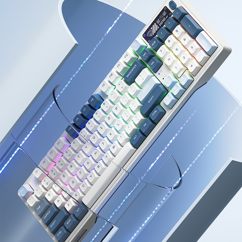 MachenikeMachenike K600G Tri-Mode Silver Switch RGB Beyaz ENG Q Gaming Klavye