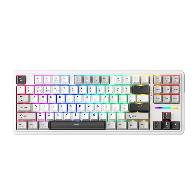 MachenikeMachenike KG 87 Tri-Mode Silver Switch RGB ENG Q Beyaz Gaming Klavye