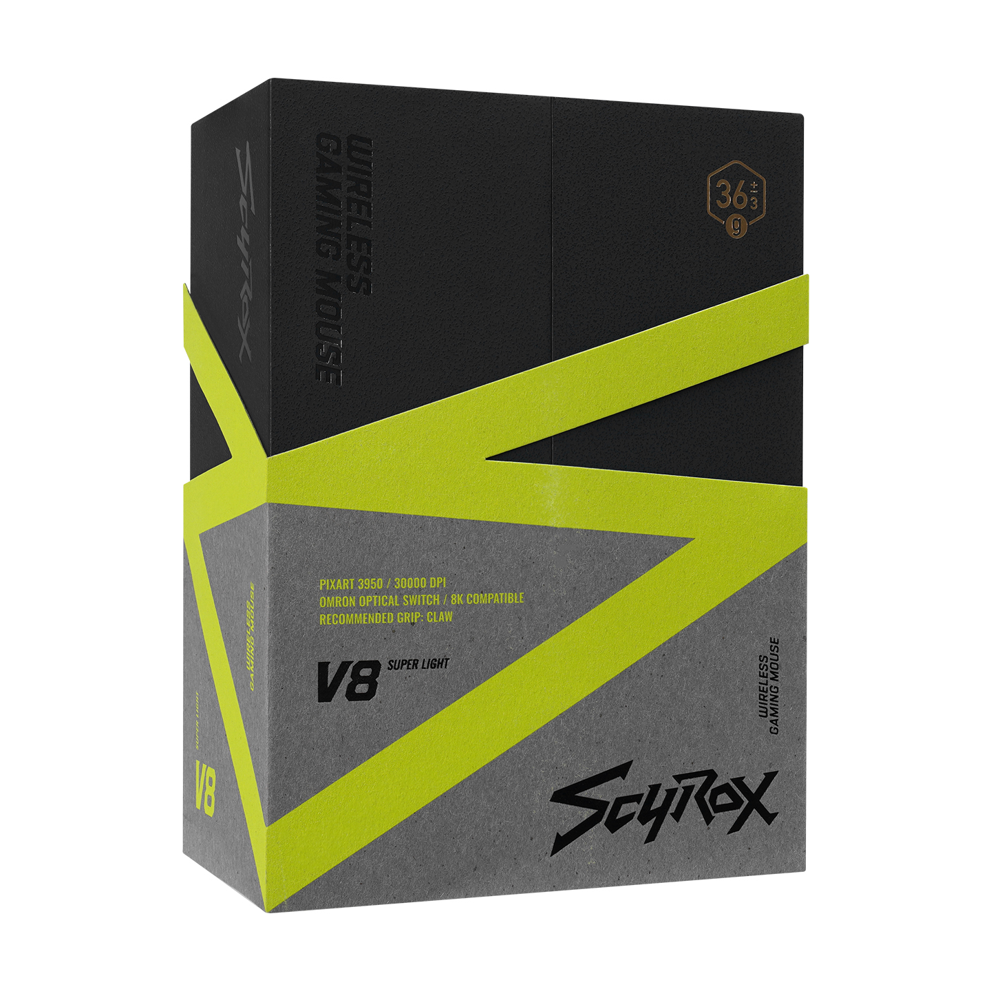 ScyroxScyrox V8 8K Hz PixArt 3950 Sensör Omron Optik Switch Siyah Kablosuz Gaming Mouse