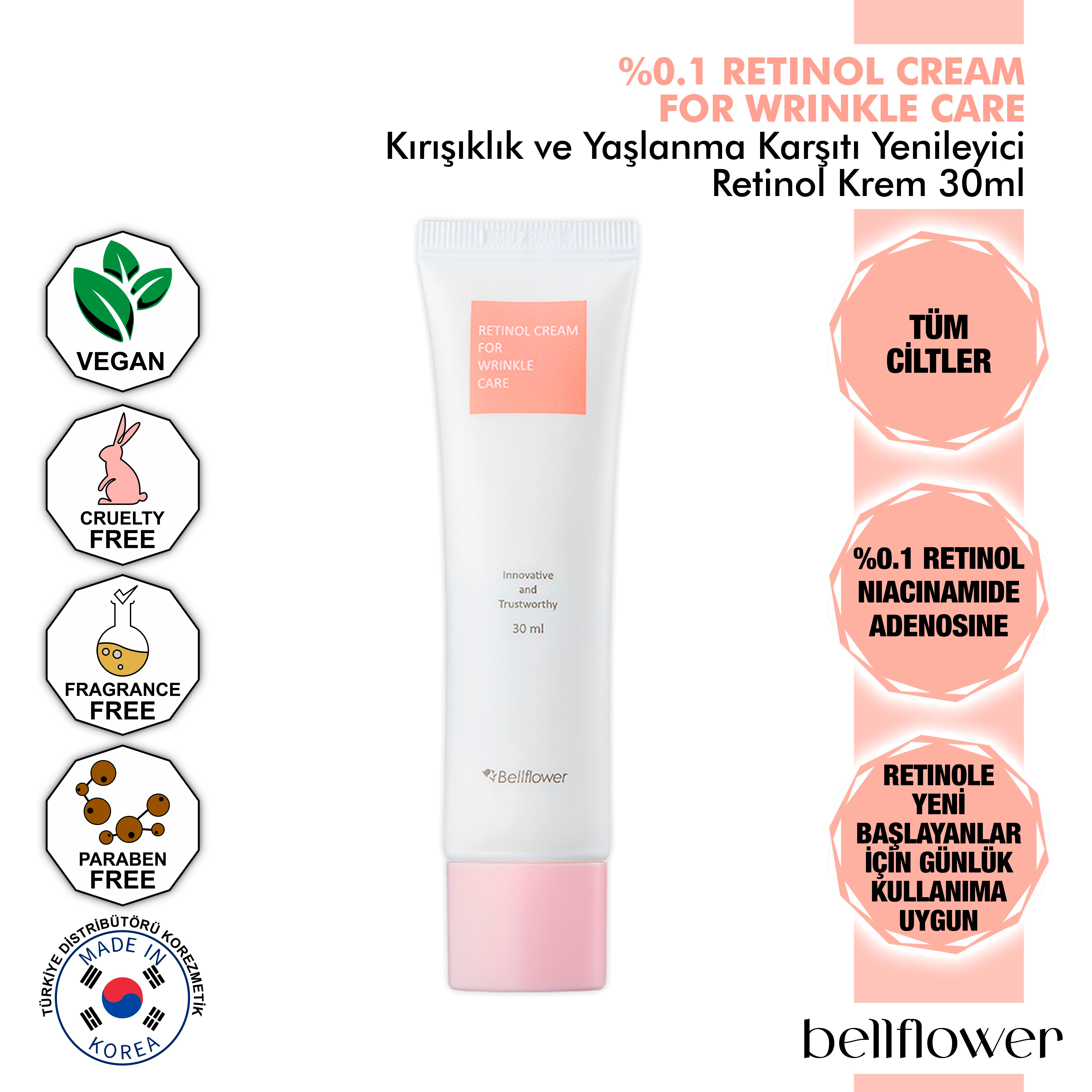 %0.1 Retinol Ve Niacinamide İçeren Kırışıklık Ve Yaşlanma Karşıtı Yenileyici Retinol Krem 30ml  
