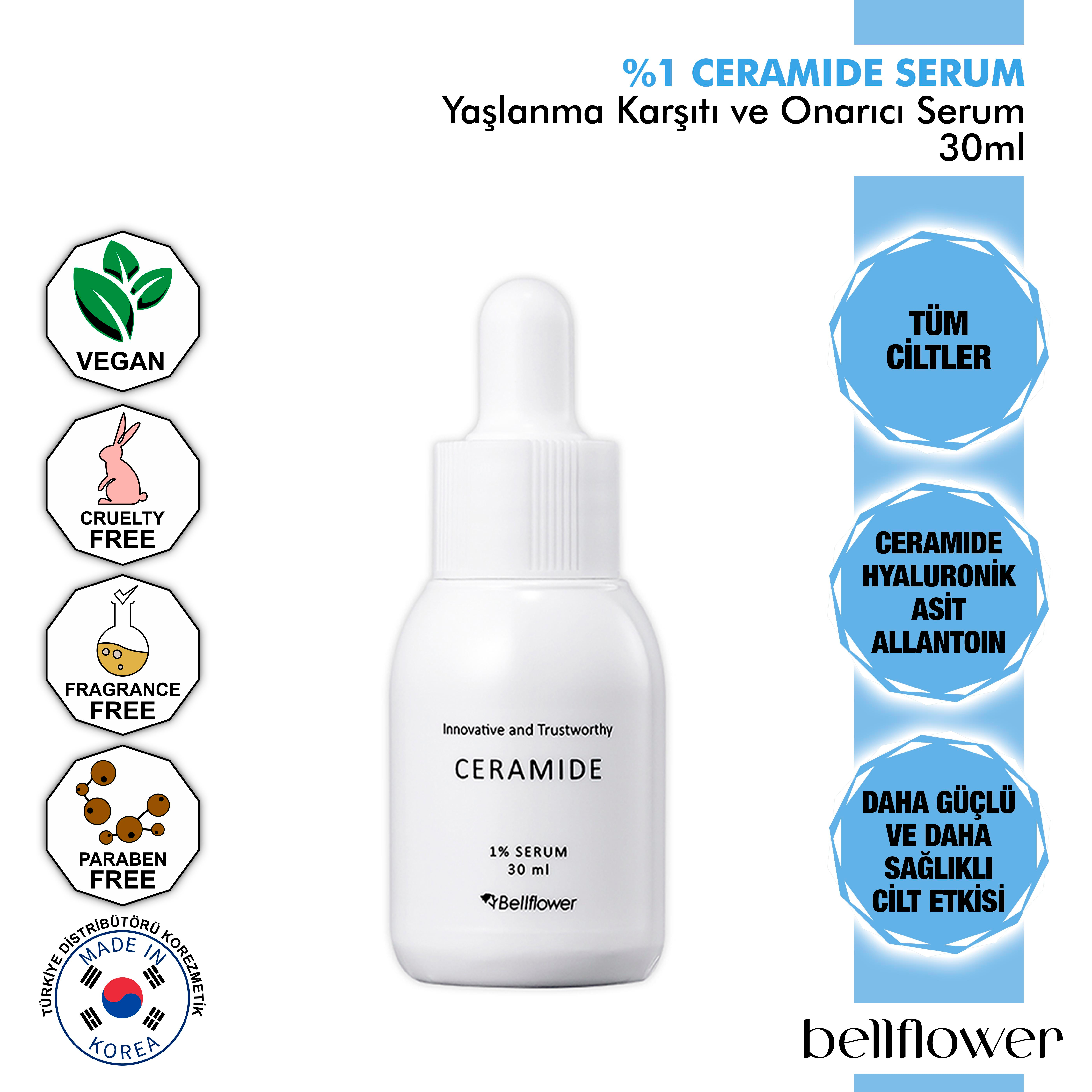 %1 Seramid, Hyaluronik Asit Ve Allatoin İçeren Yaşlanma Karşıtı, Onarıcı, Nemlendirici Serum 30ml