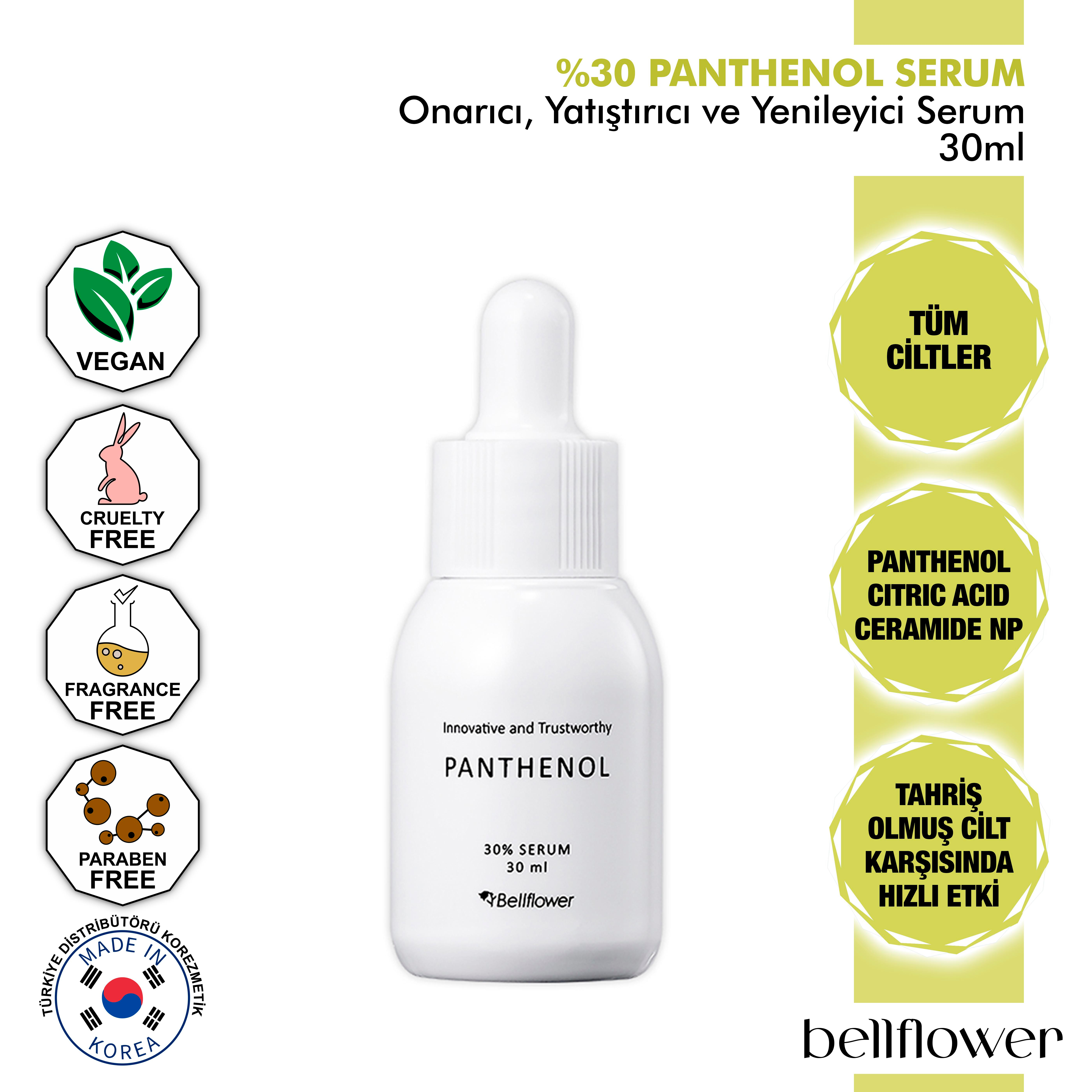 %30 Panthenol, Seramid İçeren Bariyer Onarıcı, Yatıştırıcı, Yenileyici Ve Nemlendirici Serum 30ml