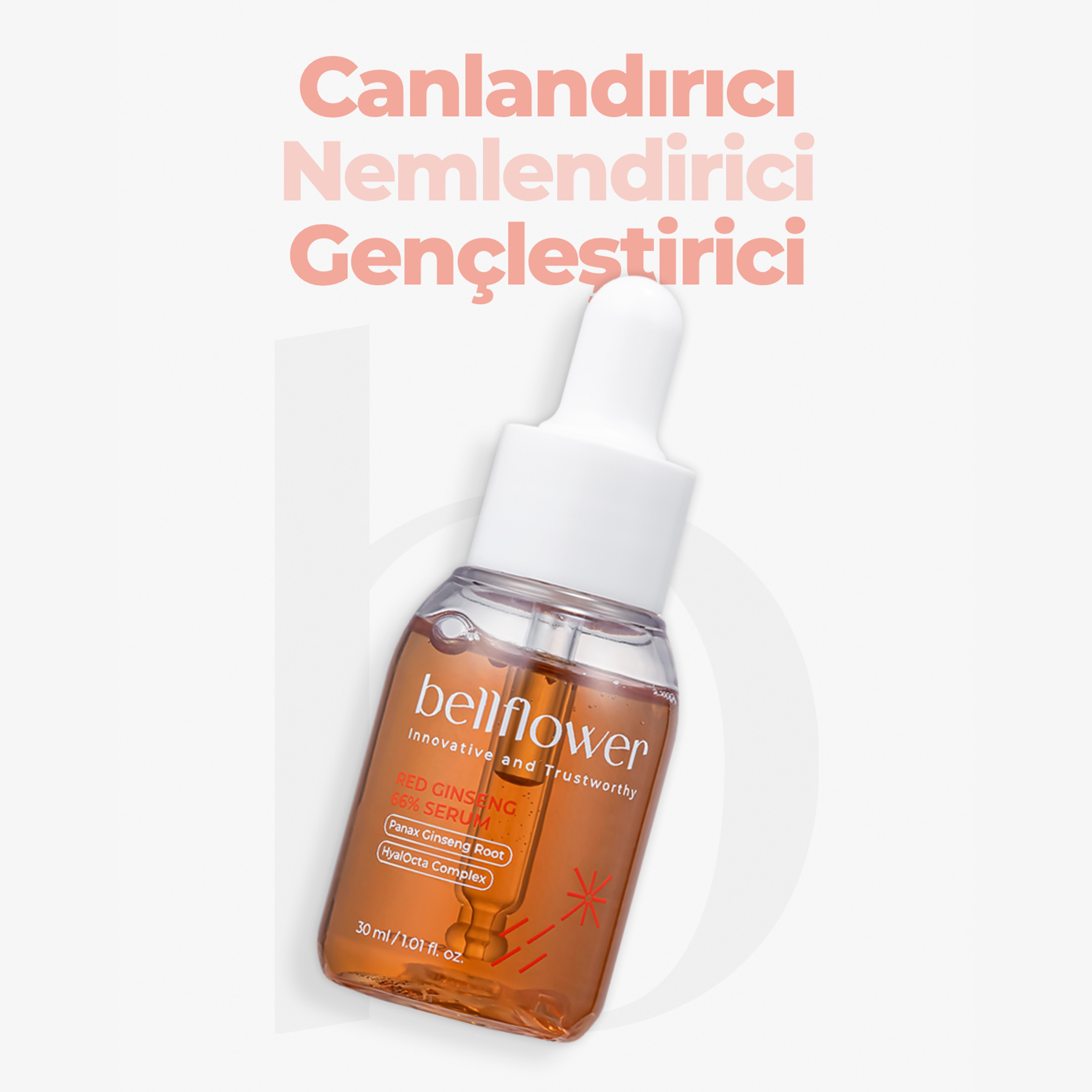 %66 Kırmızı Ginseng İçeren Onarıcı, Canlandırıcı, Yaşlanma Karşıtı ve Dolgunlaştırıcı Serum 30ml