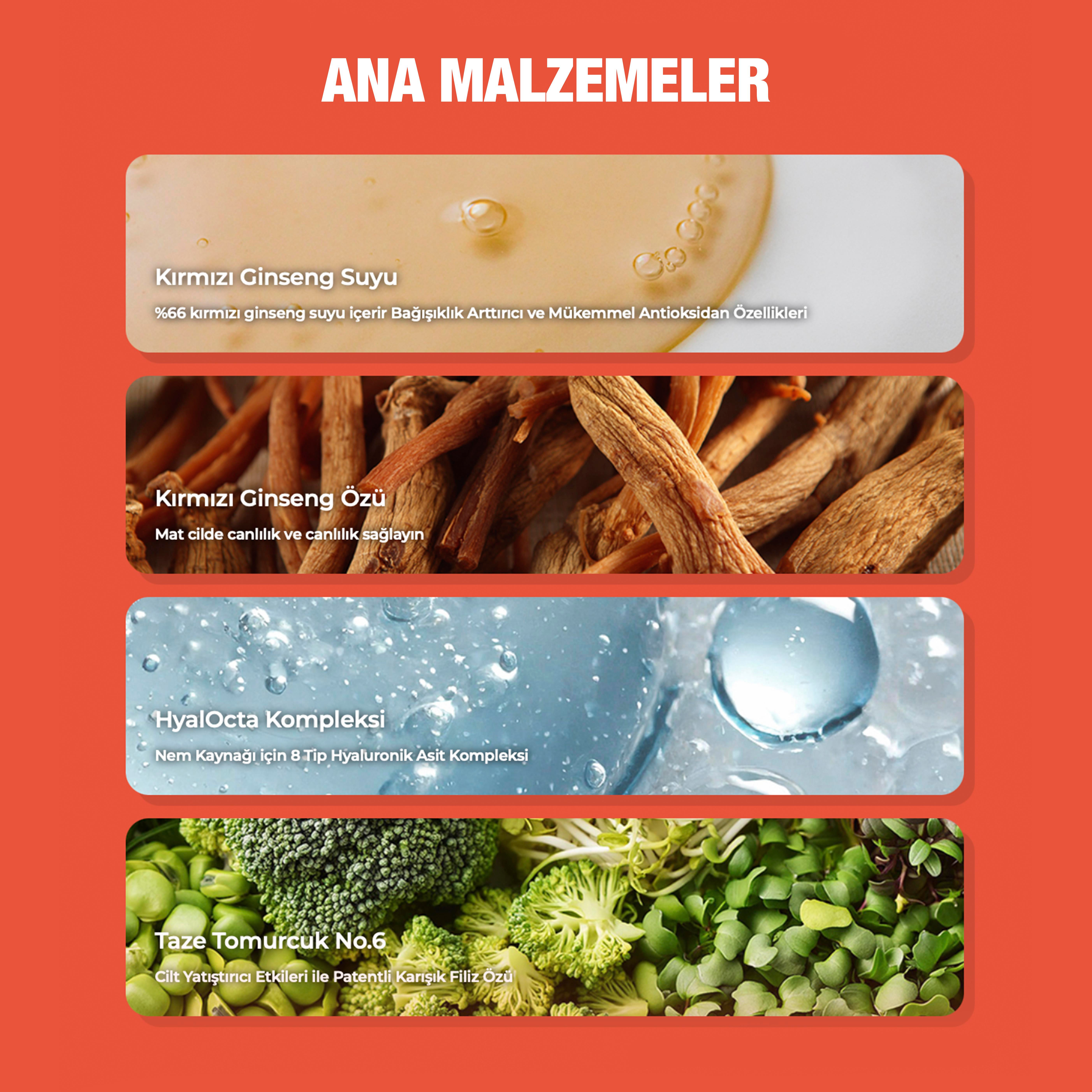 %66 Kırmızı Ginseng İçeren Onarıcı, Canlandırıcı, Yaşlanma Karşıtı ve Dolgunlaştırıcı Serum 30ml